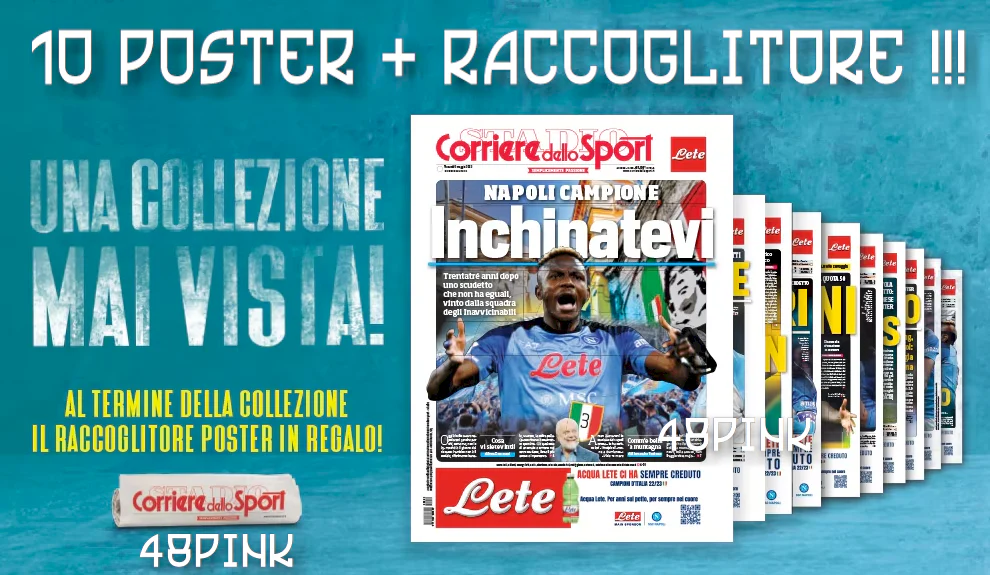 10x Poster + Raccoglitore 3 Scudetto Napoli Campione Corriere dello Sport Calcio - Image 3