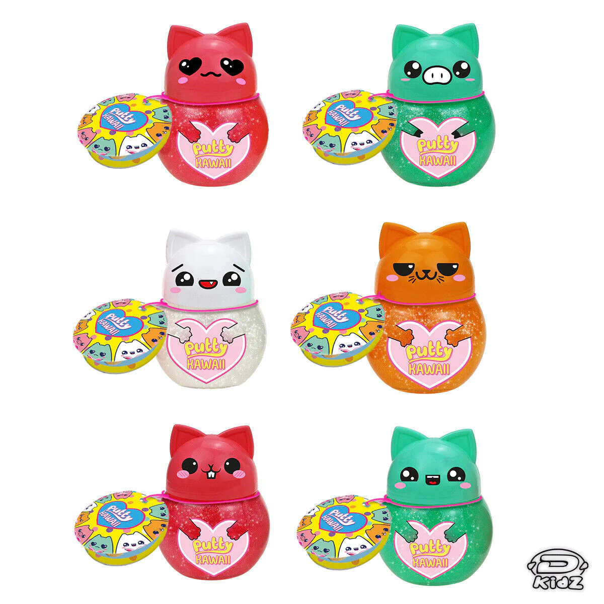 1x Personaggio PUTTY HAWAII Pasta Modellabile Gattino con SLIME Glitter Crystal - Image 10