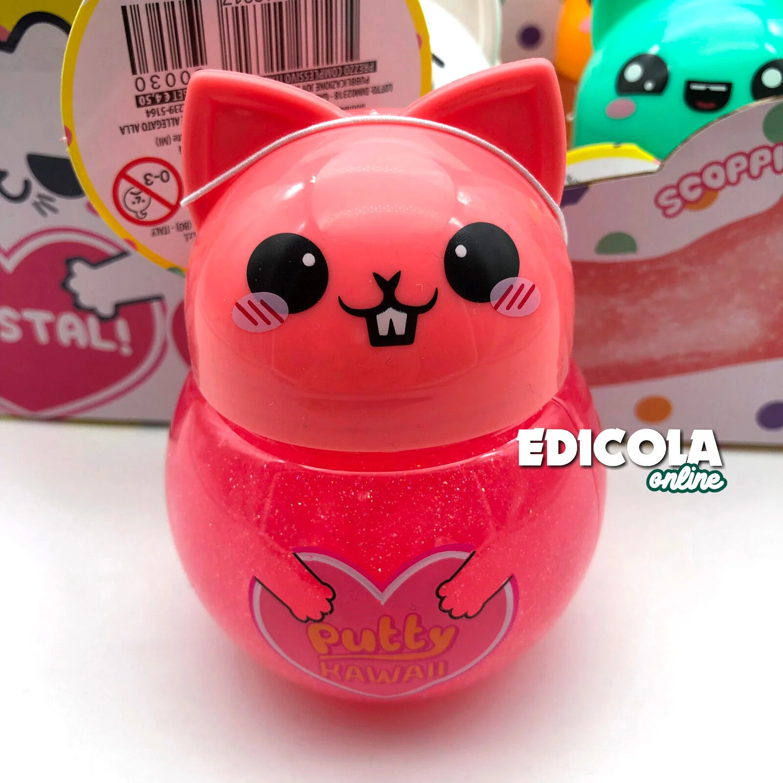 1x Personaggio PUTTY HAWAII Pasta Modellabile Gattino con SLIME Glitter Crystal - Image 4