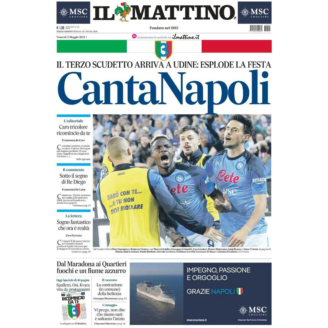 5x Giornale 5 Maggio 2023 SCUDETTO NAPOLI Campione Gazzetta Corriere dello Sport - Image 4