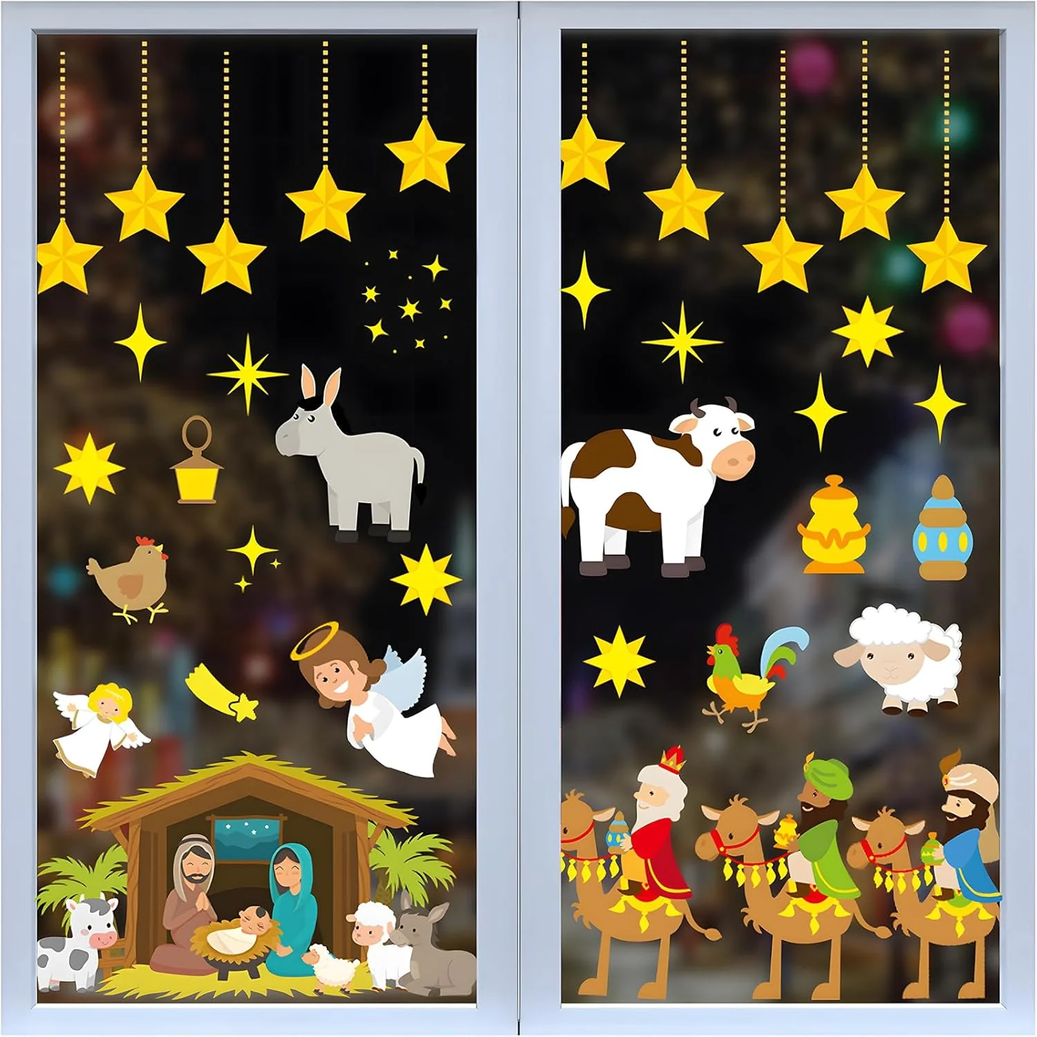 9 Fogli Vetrofanie Natalizie Presepe per finestre adesivi rimovibili - Image 2