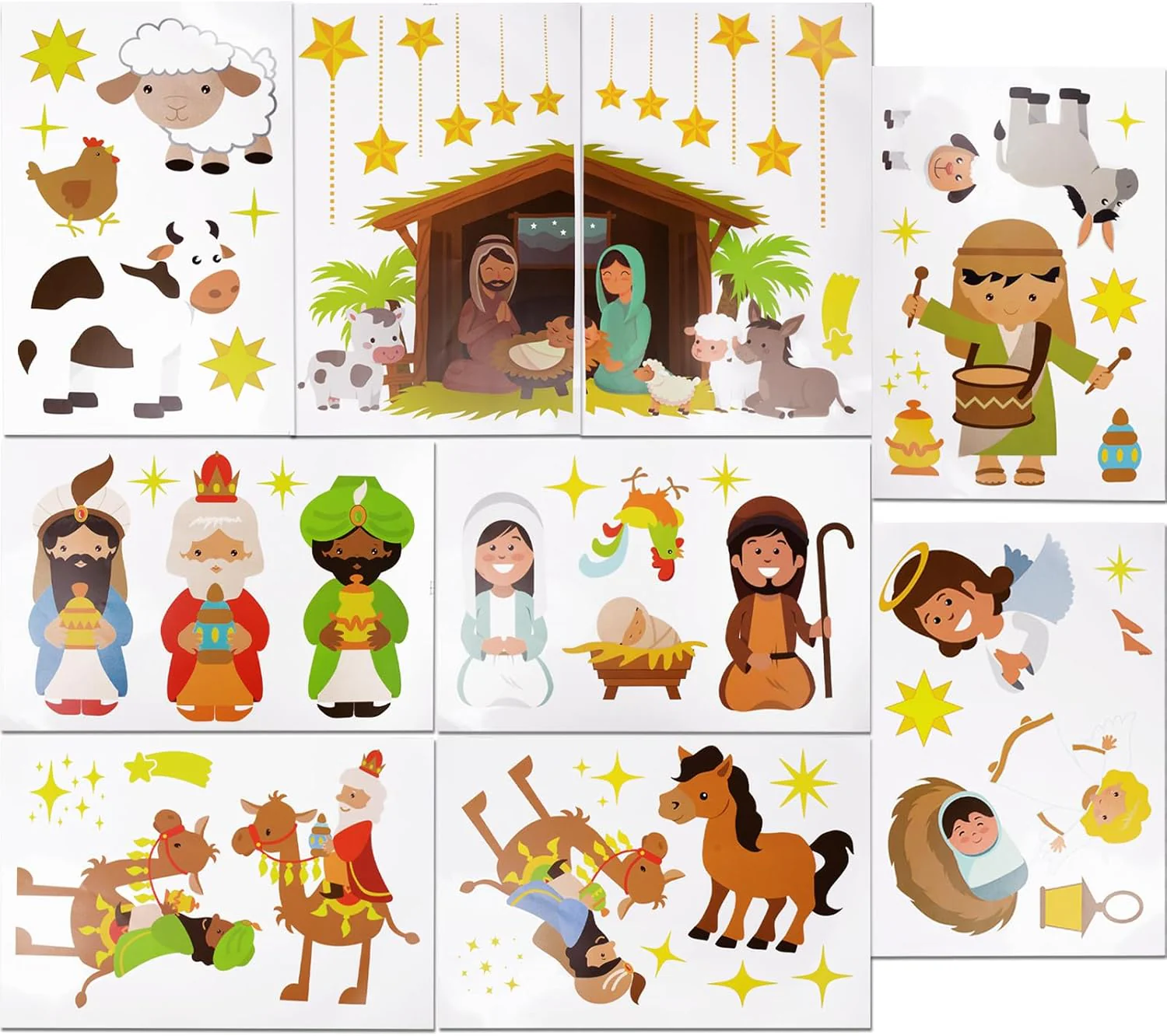 9 Fogli Vetrofanie Natalizie Presepe per finestre adesivi rimovibili - Image 3
