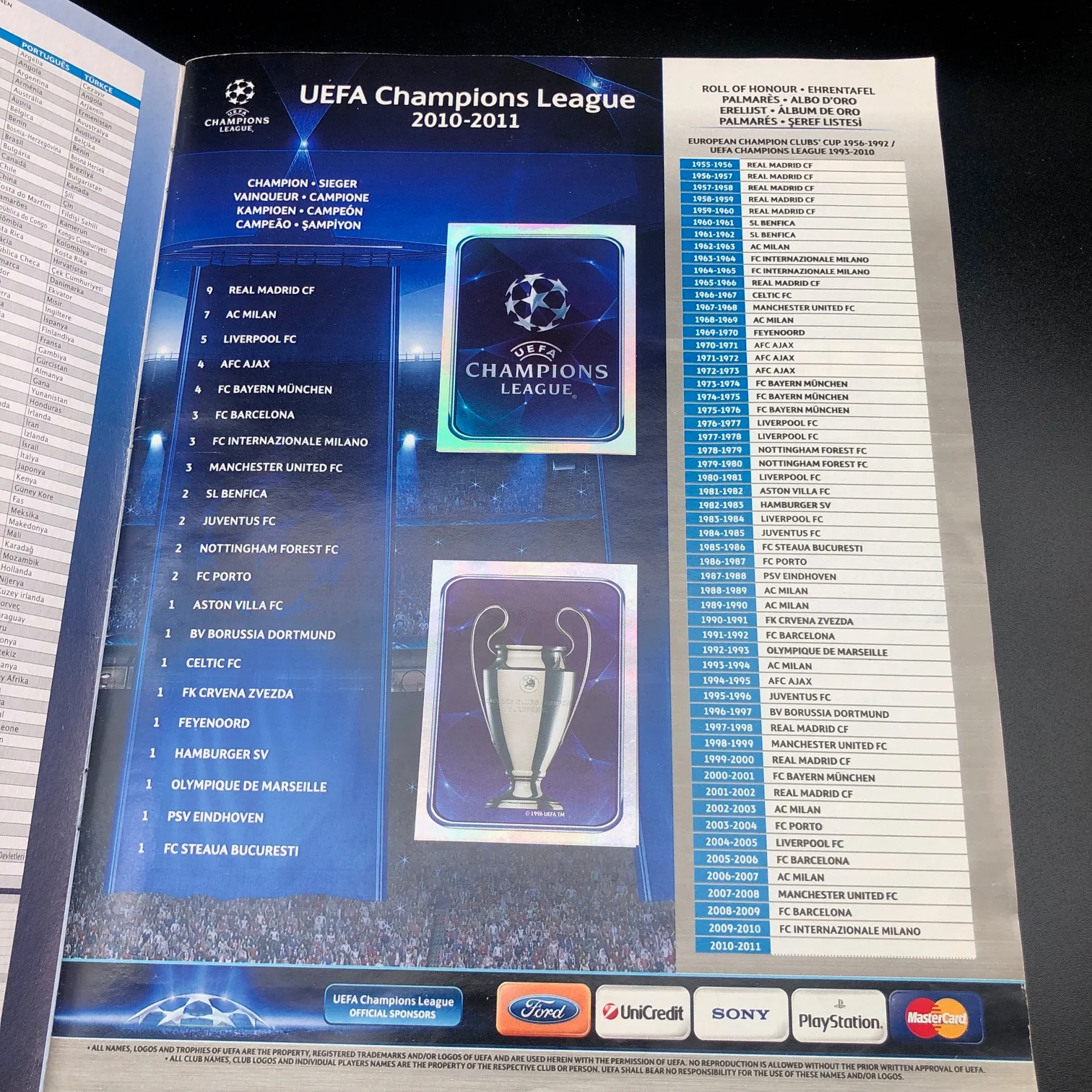 Album Completo di Figurine Calciatori Panini CHAMPIONS LEAGUE 2010-11 Uefa 2011 - Image 2