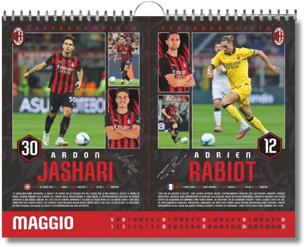 Calendario Orizzontale Milan 2026 - Edizione da Collezione - cm 44x33 - Prodotto Ufficiale - Image 4