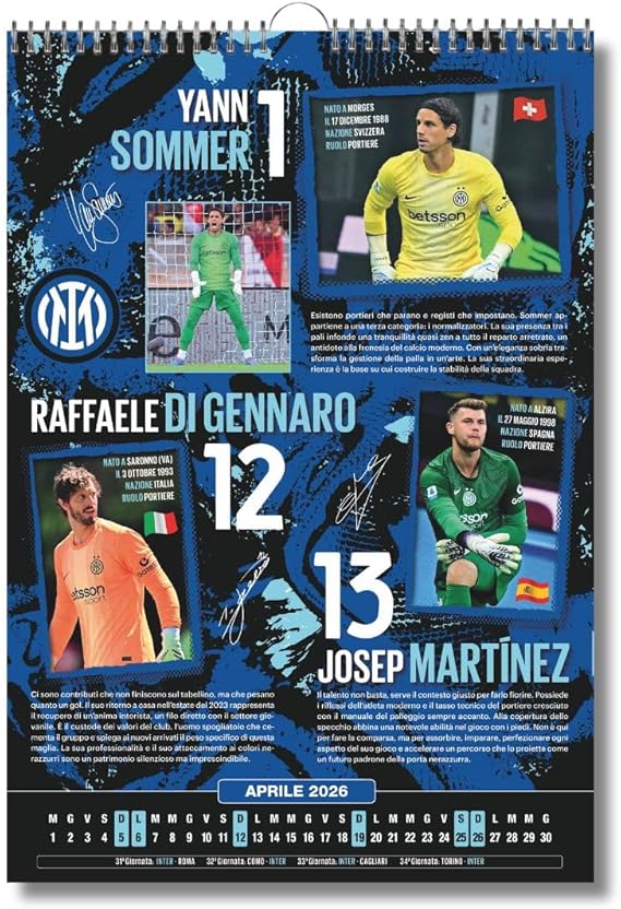 Calendario Verticale Inter 2026+ tris braccialetti in silicone - Prodotto Ufficiale - cm 29x42 - Image 3