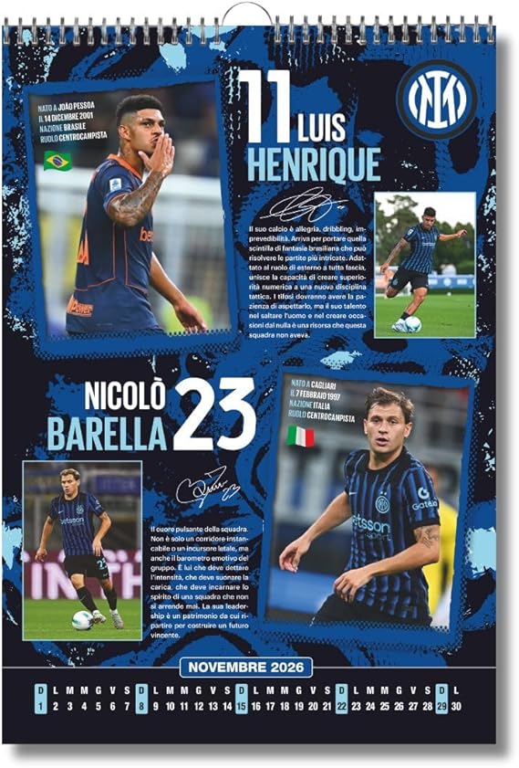 Calendario Verticale Inter 2026+ tris braccialetti in silicone - Prodotto Ufficiale - cm 29x42 - Image 4
