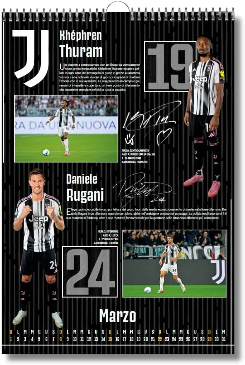 Calendario Verticale Juventus 2026+ Calendario da tavolo 2026 13 mesi - Prodotto Ufficiale - Image 6