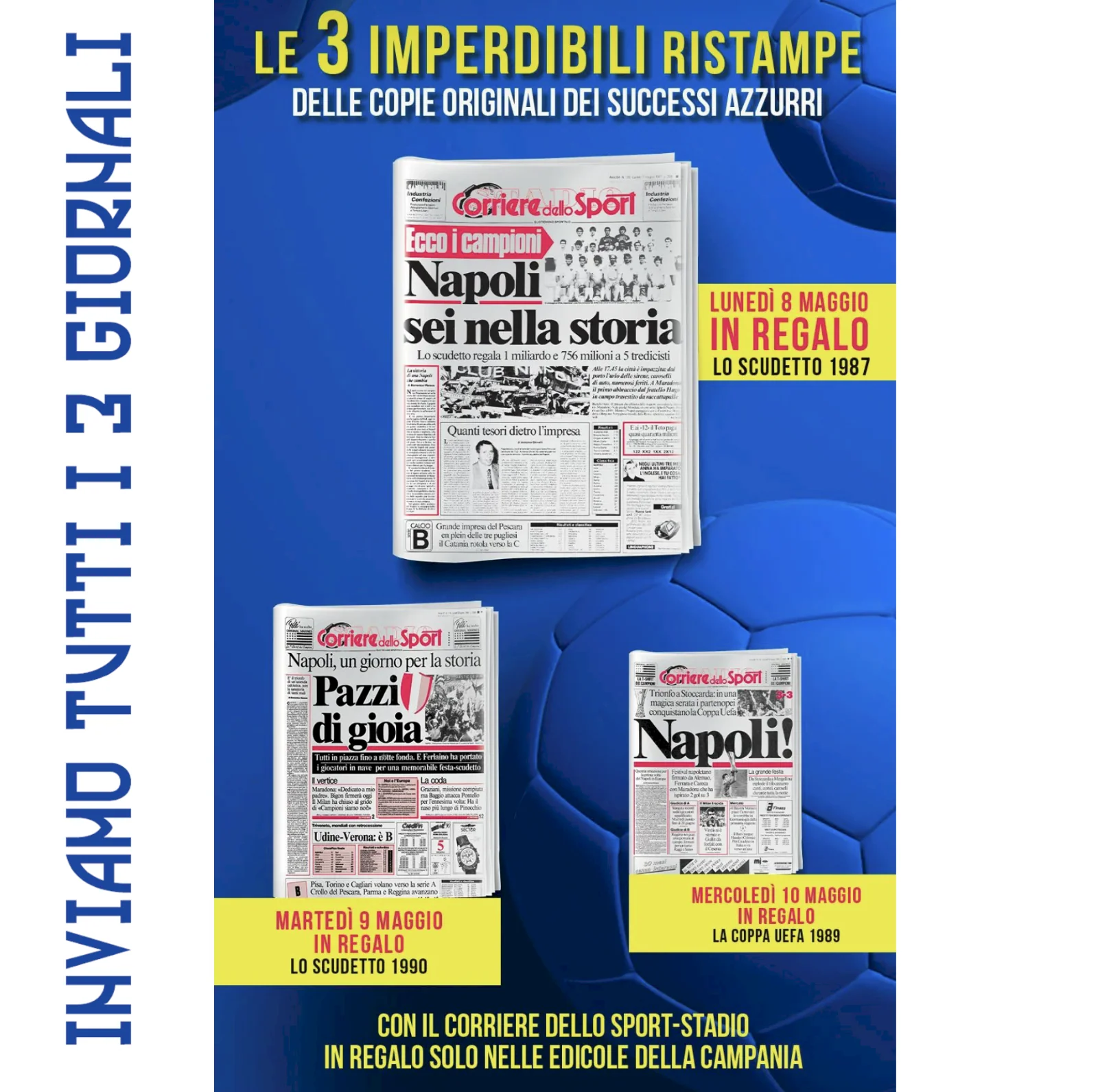 Corriere dello Sport 2023 + 3 Ristampe NAPOLI Scudetto 1987 1990 Coppa Uefa 1989 - Image 3