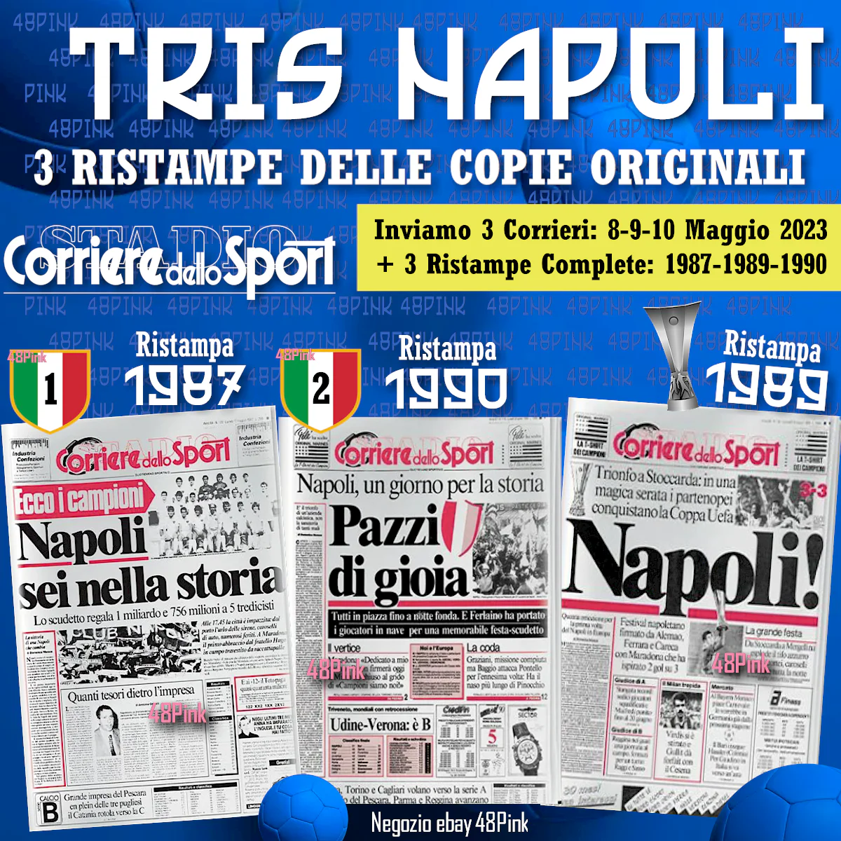 Corriere e Gazzetta dello Sport Napoli Campione Ristampa Scudetto 1987 1990 1989 - Image 3