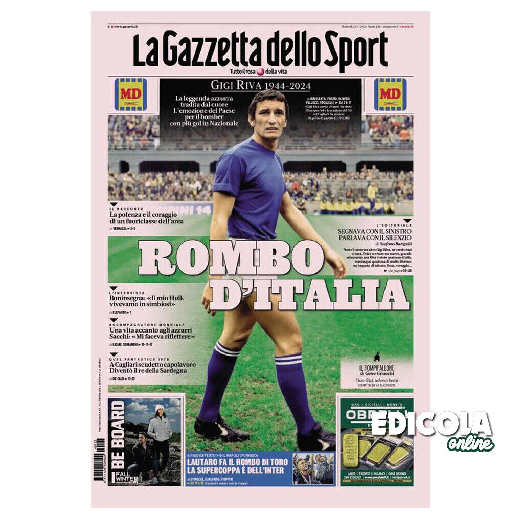 Corriere Gazzetta dello Sport tutto 23.01.2024 Morte di Gigi RIVA Luigi Cagliari - Image 4