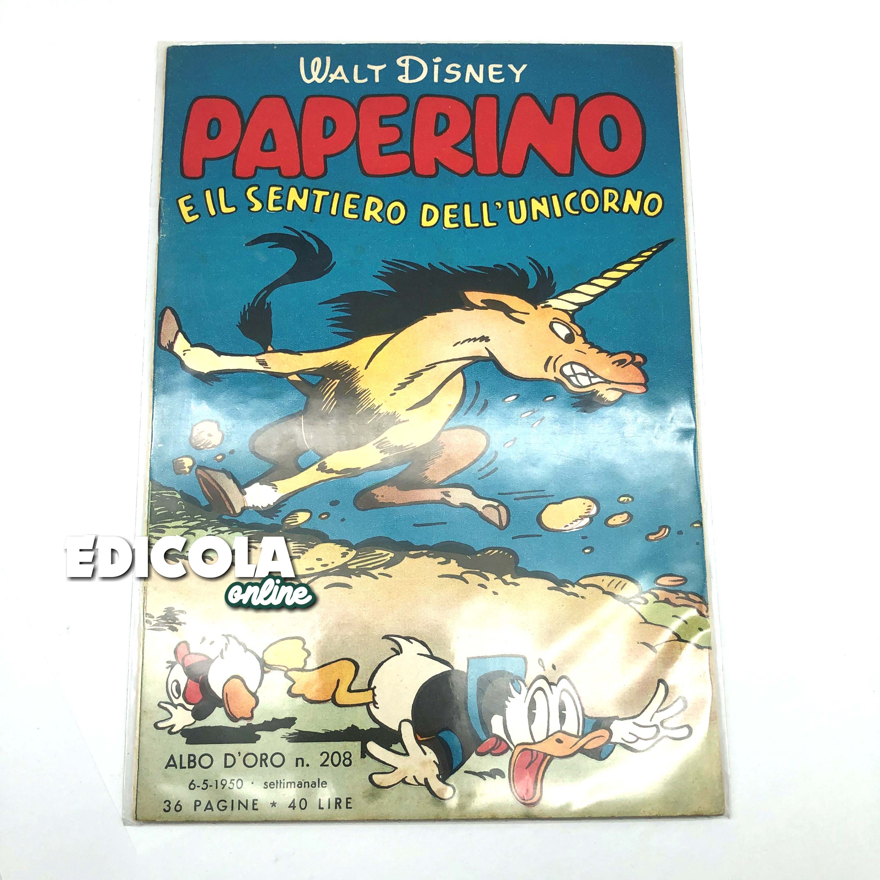 Fumetto ALBO D'ORO n. 208 del 06.05.1950 - Paperino e il sentiero dell'unicorno