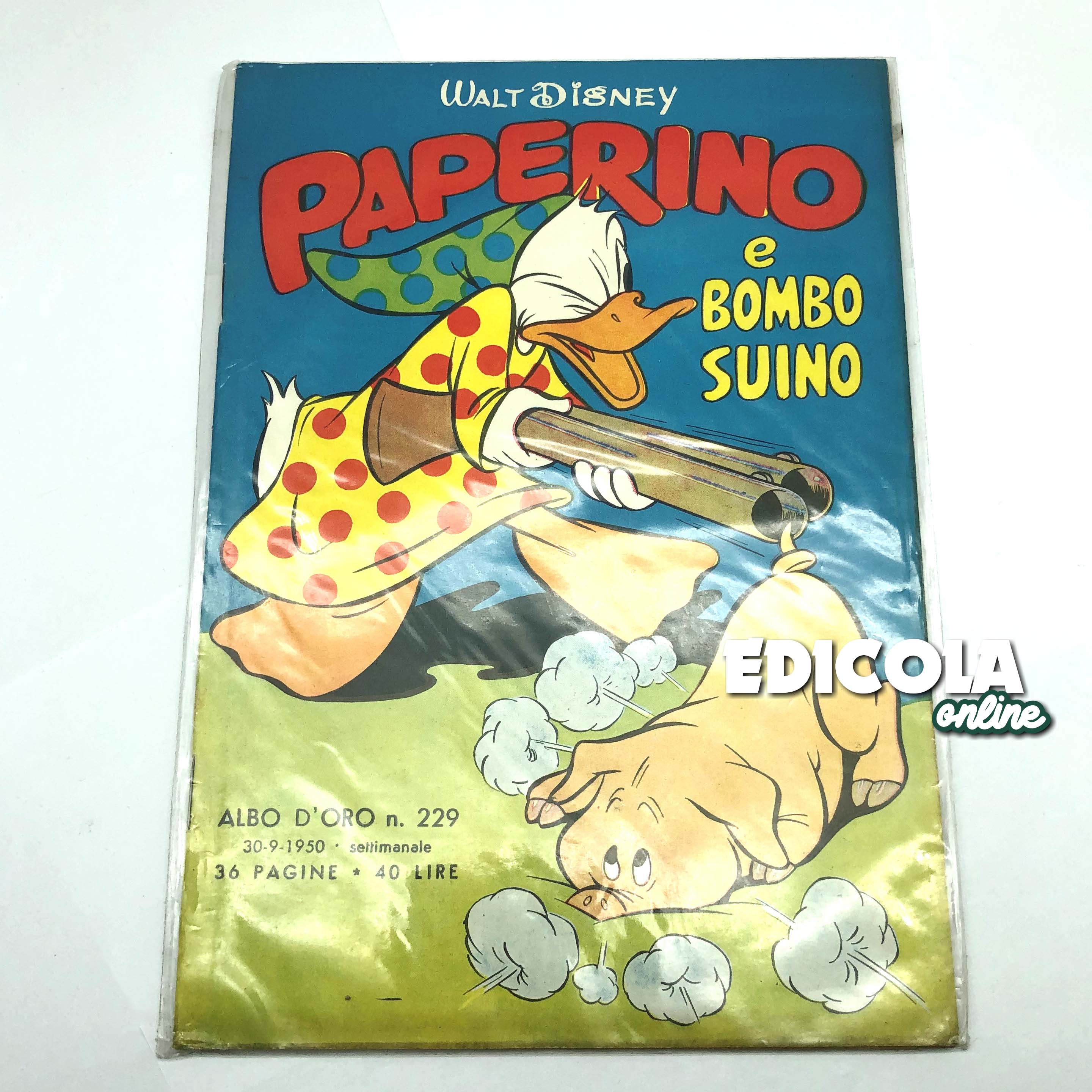 Fumetto ALBO D'ORO n. 229 del 30.09.1950 - Paperino e Bombo Suino