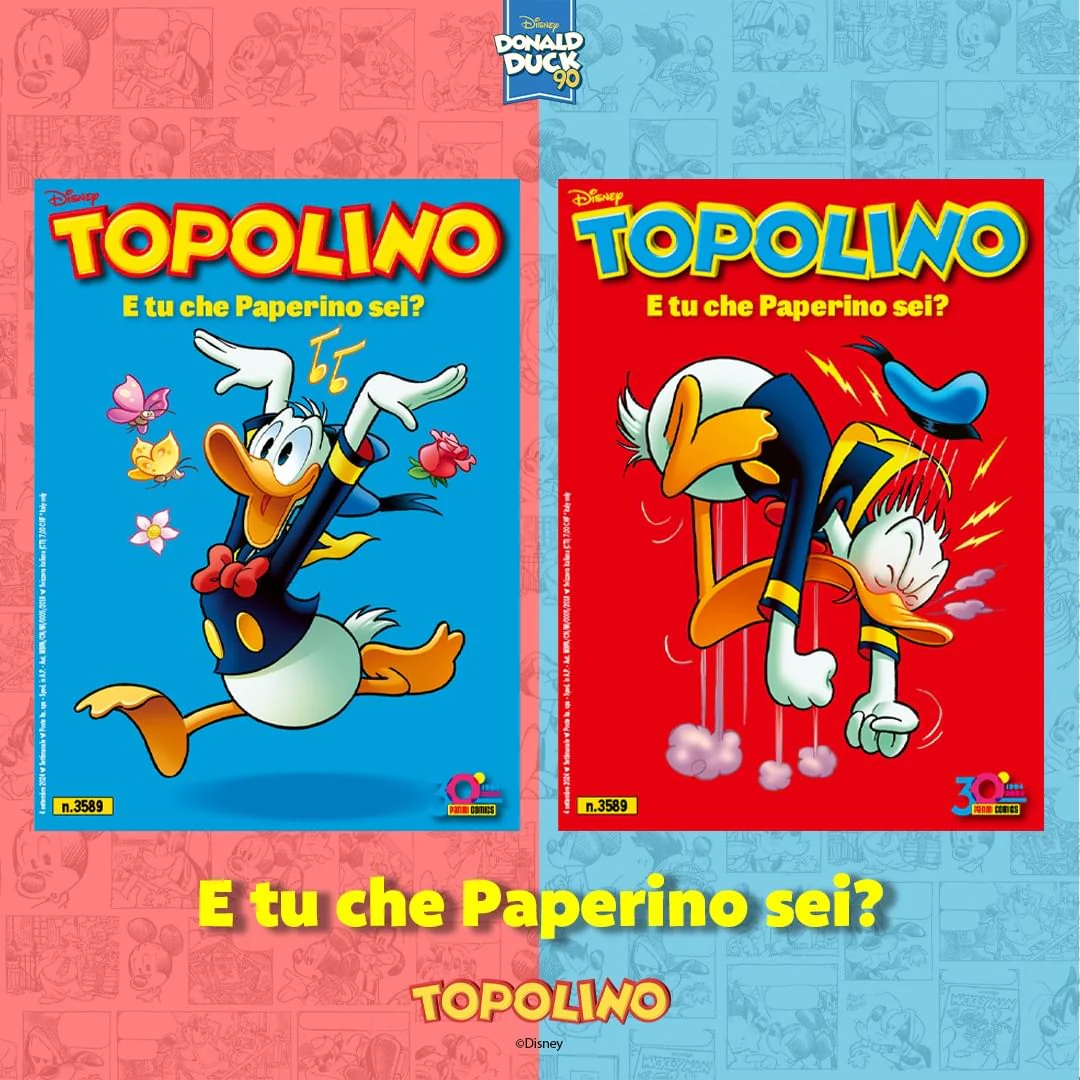 Set 2x Cover - Fumetto di TOPOLINO 3589 Libretto Originale (felice + arrabbiato)