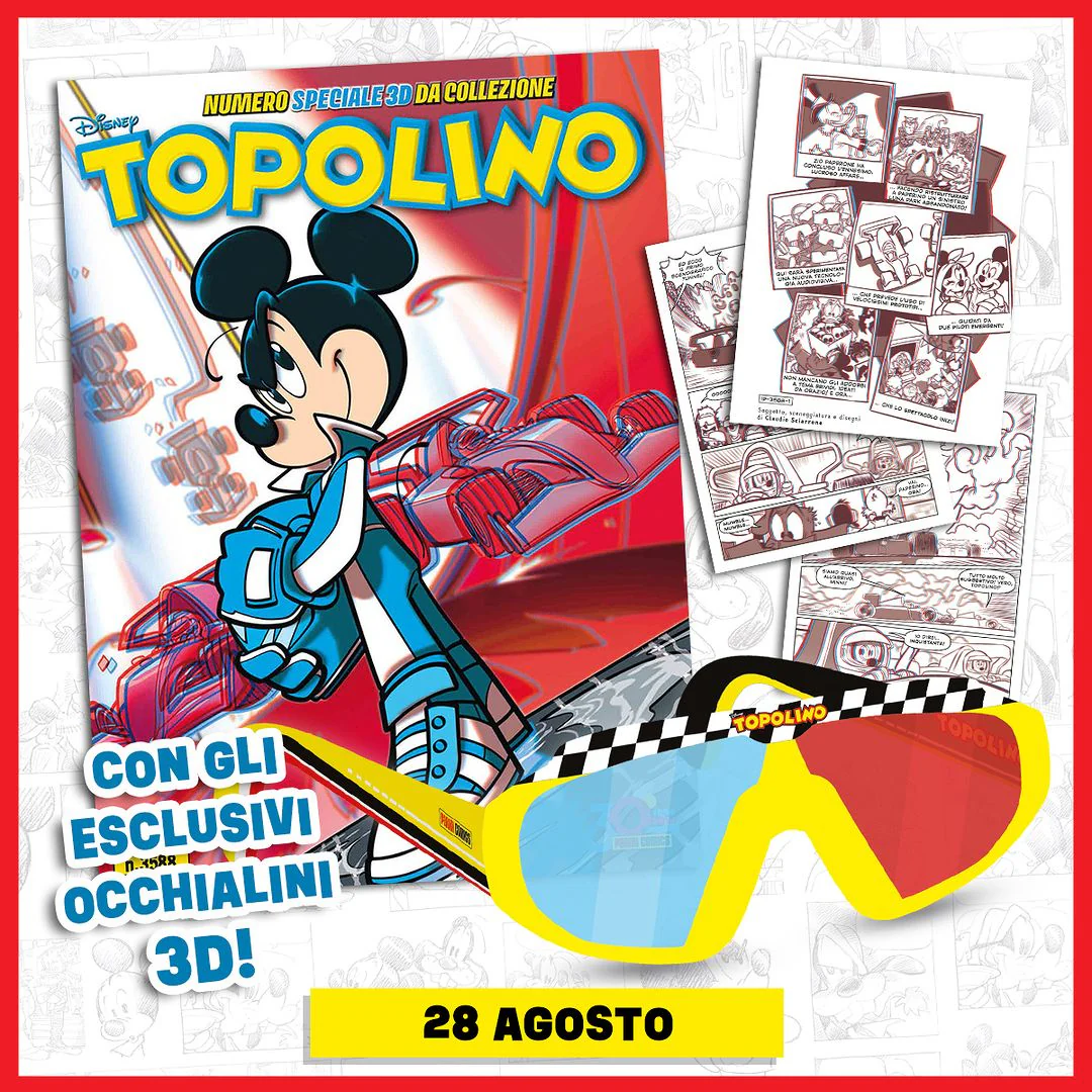 Topolino Speciale libretto n. 3588 con gadget Occhialini 3D Storia da Collezione
