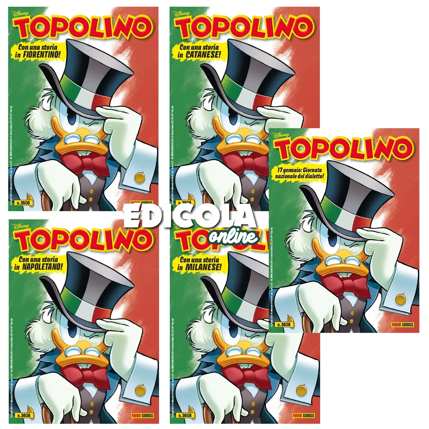Fumetto di TOPOLINO libretto n. 3608 - 17 Gennaio Giornata Nazionale del Dialetto!
