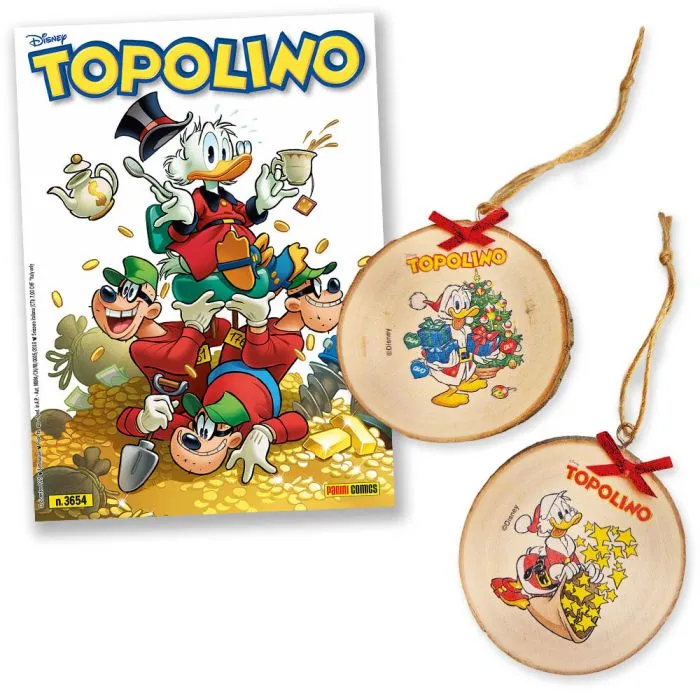 Fumetto libretto TOPOLINO n. 3654 con 2 Addobbi di Natale in Legno