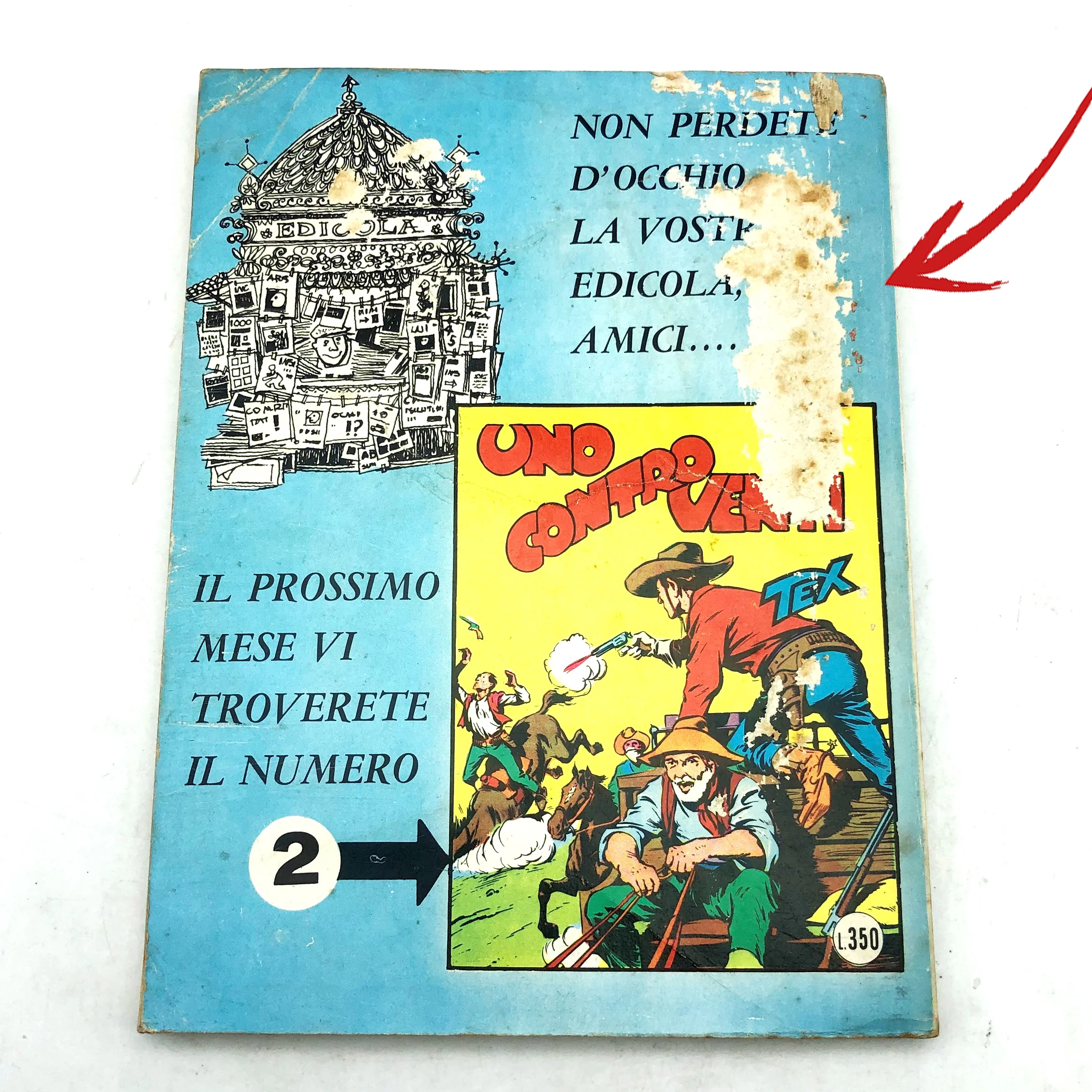Fumetto Tex Willer numero n. 1 LA MANO ROSSA Originale £ 350 Lire 1964 Aut 2926 (Difetto sul retro) - Image 2