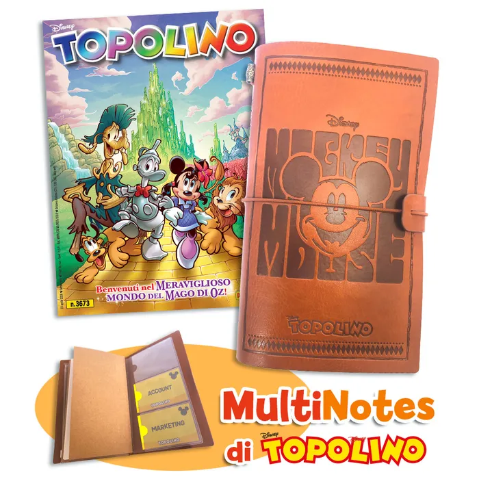 Fumetto Topolino n. 3673 Con Gadget Multinotes di Topolino (effetto Cuoio)