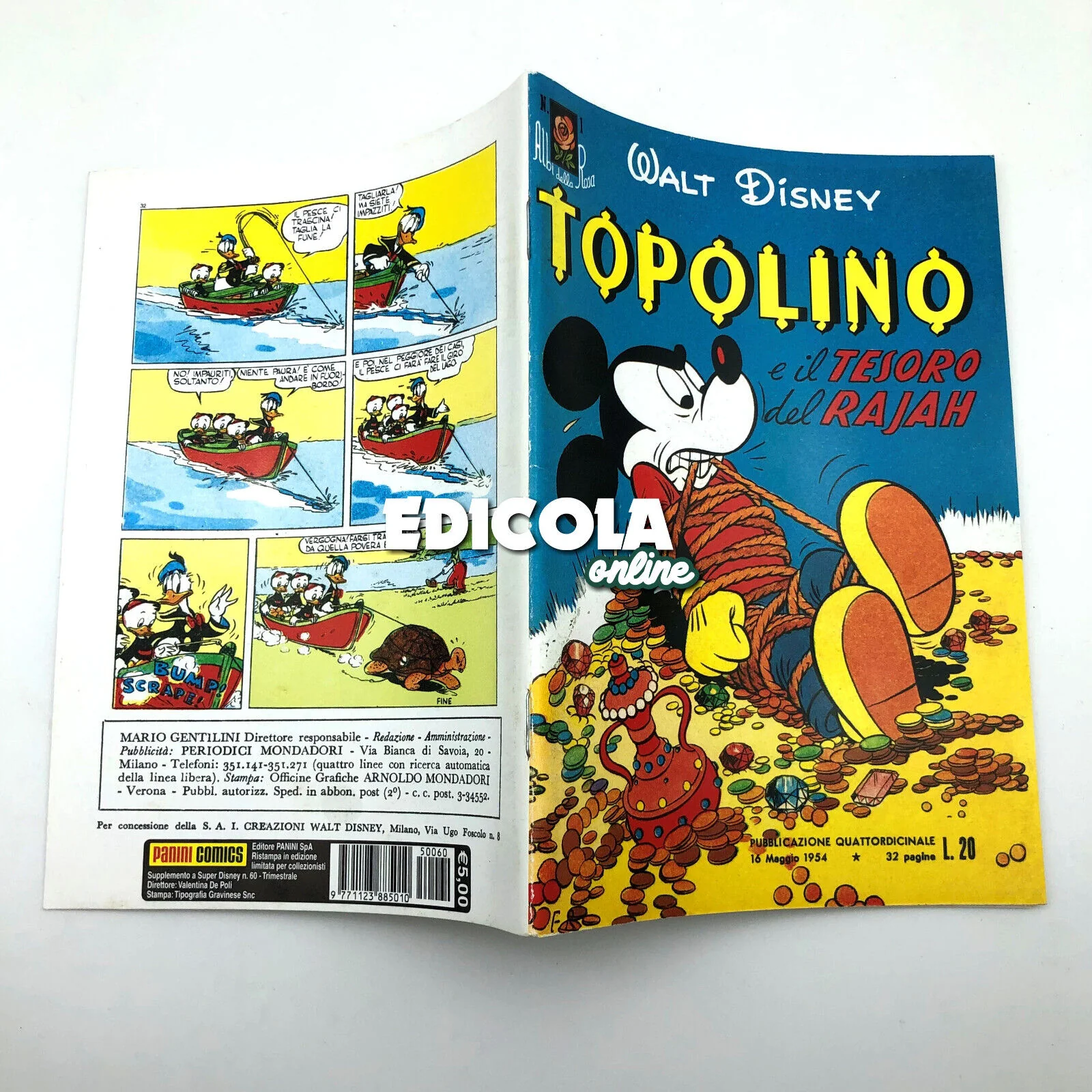 Fumetto TOPOLINO Spillato numero n. 1 RISTAMPA da Collezione 20 lire Vintage Raro - Image 3