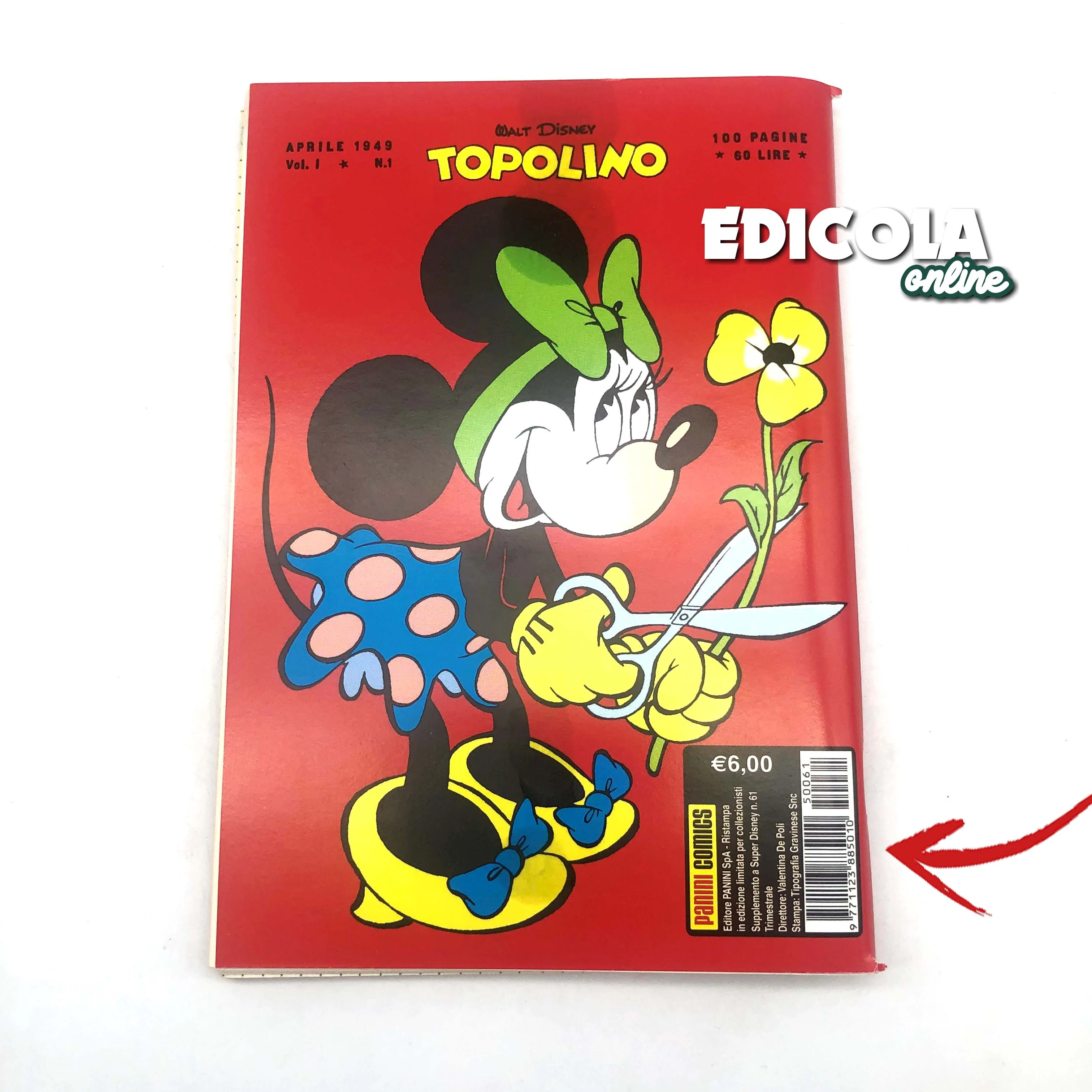 Fumetto TOPOLINO Spillato n. 1 RISTAMPA (PANINI) da Collezione 60 lire Vintage Raro - Image 3