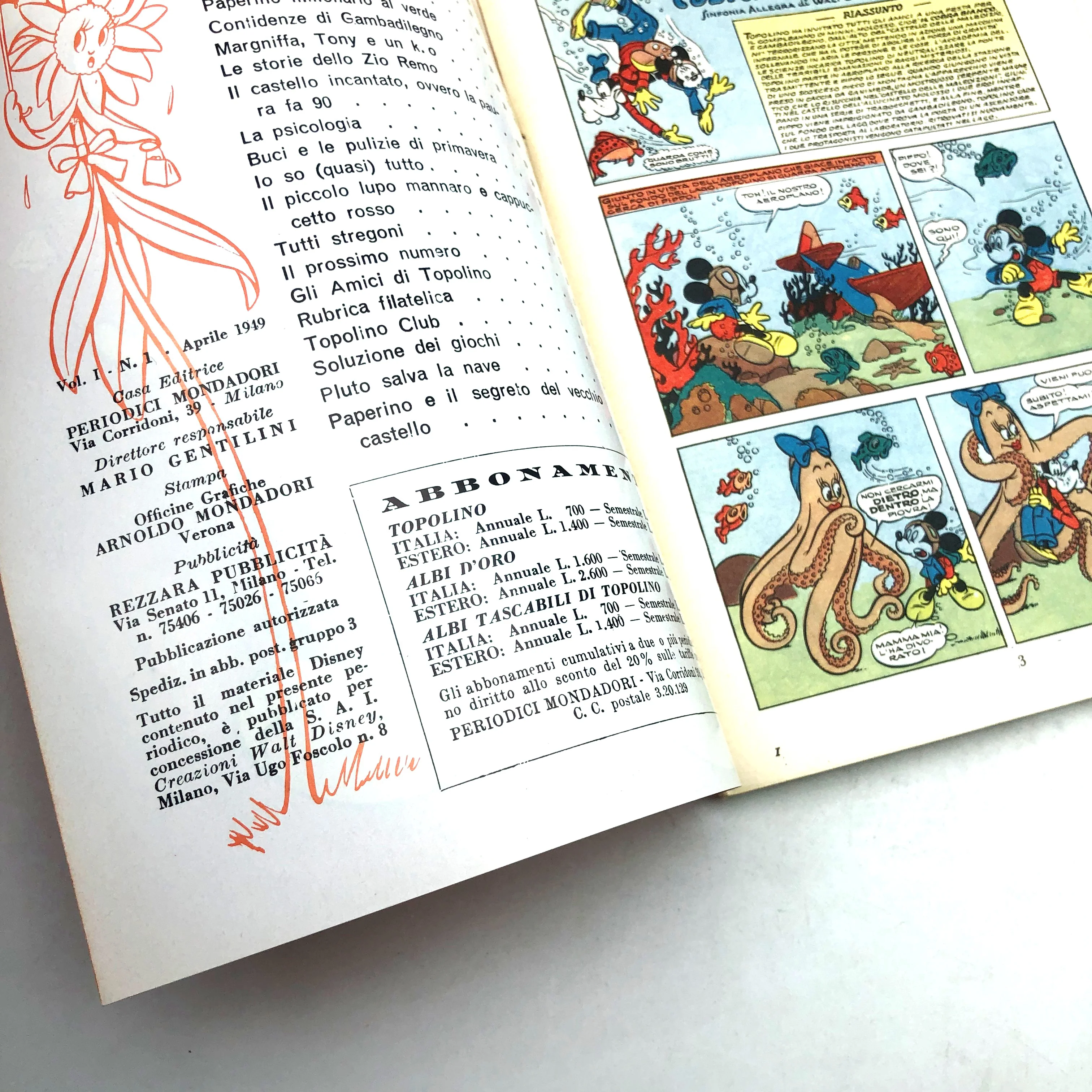 Fumetto TOPOLINO Spillato n. 1 RISTAMPA (1994) da Collezione 60 lire Vintage Raro - Image 4