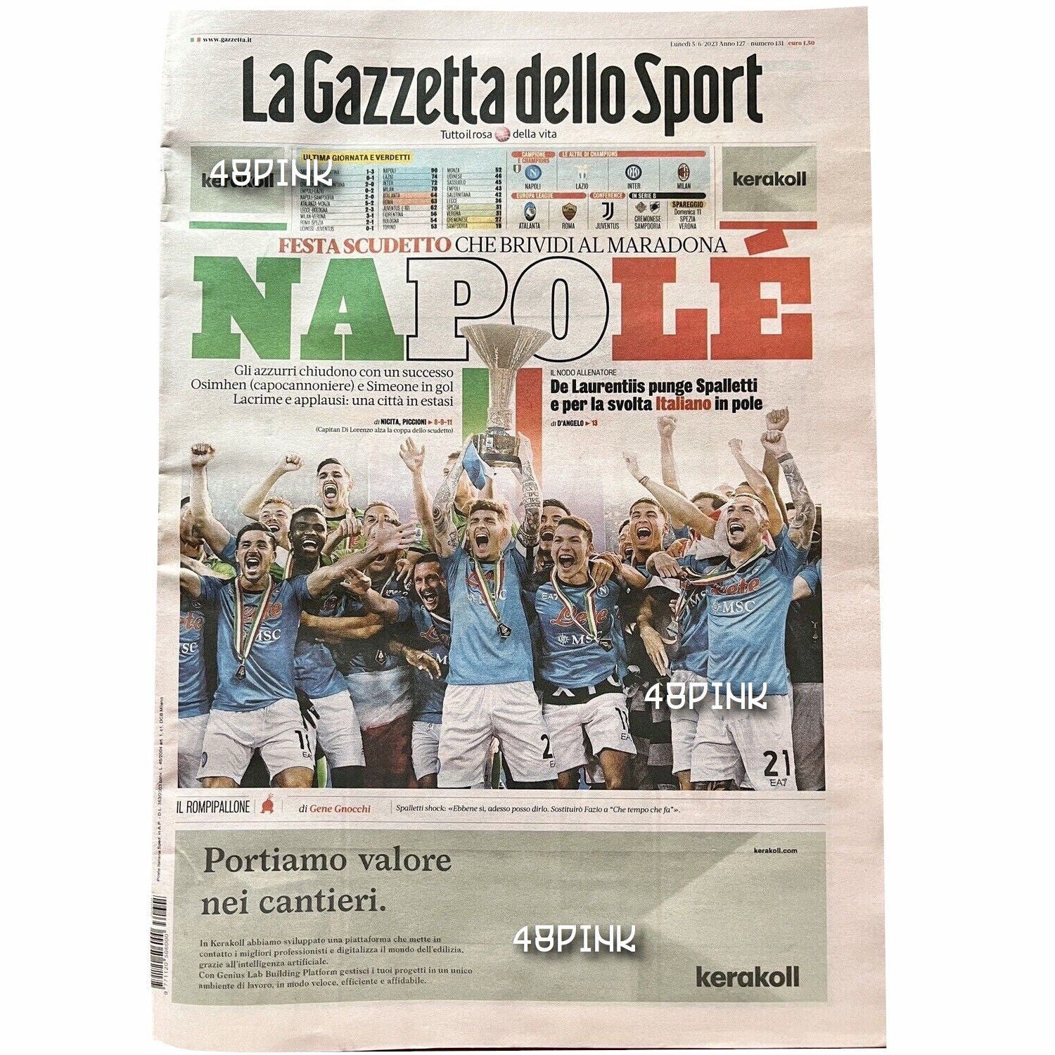 Gazzetta dello Sport Festa Scudetto Maradona Napoli 5 Giugno Campione D' Italia - Image 5