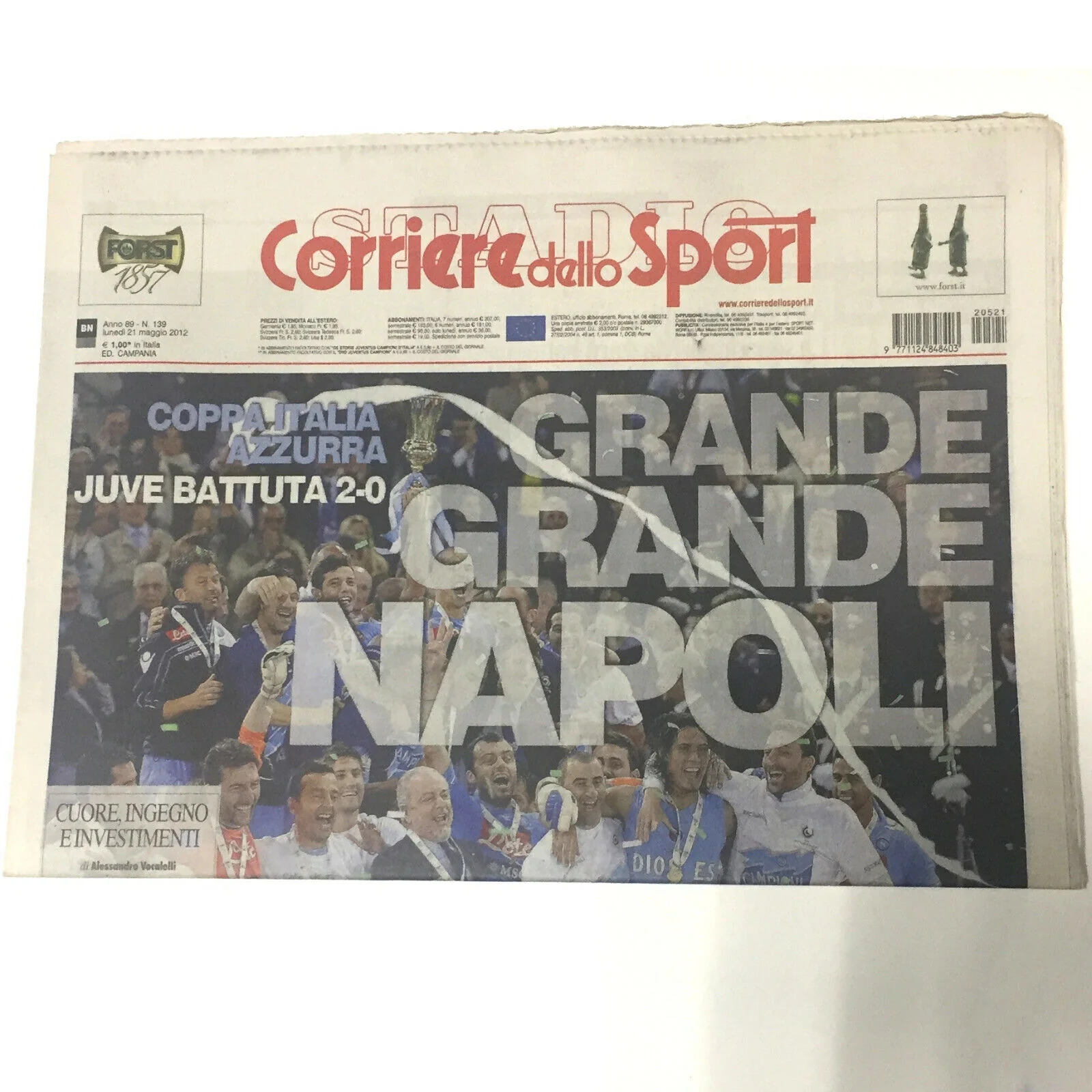 Giornale Corriere dello Sport del 21.05.2012 Il Calcio Napoli Vince Coppa ITALIA - Image 4