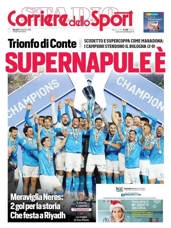Giornale - Corriere dello Sport del 23.12.2025 - Il Napoli Vince la Super Coppa ITALIA