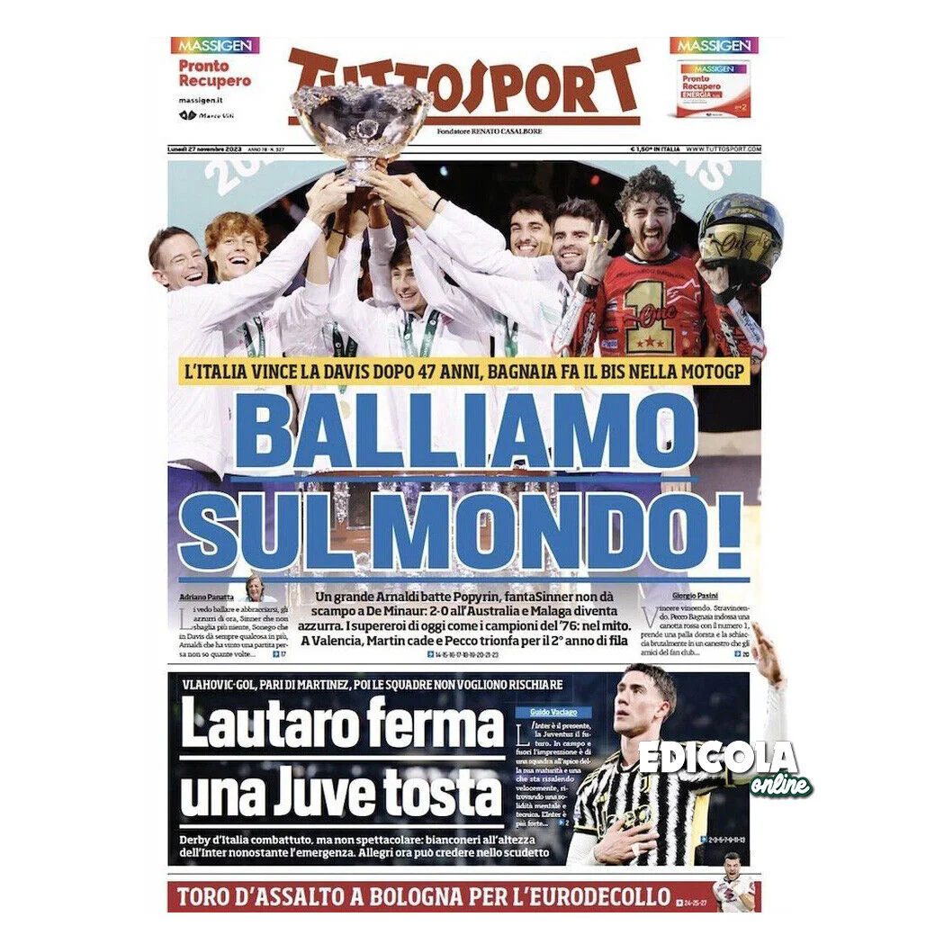 Giornale Corriere Gazzetta dello Sport tutto Coppa Davis BAGNAIA SINNER ITALIA - Image 6