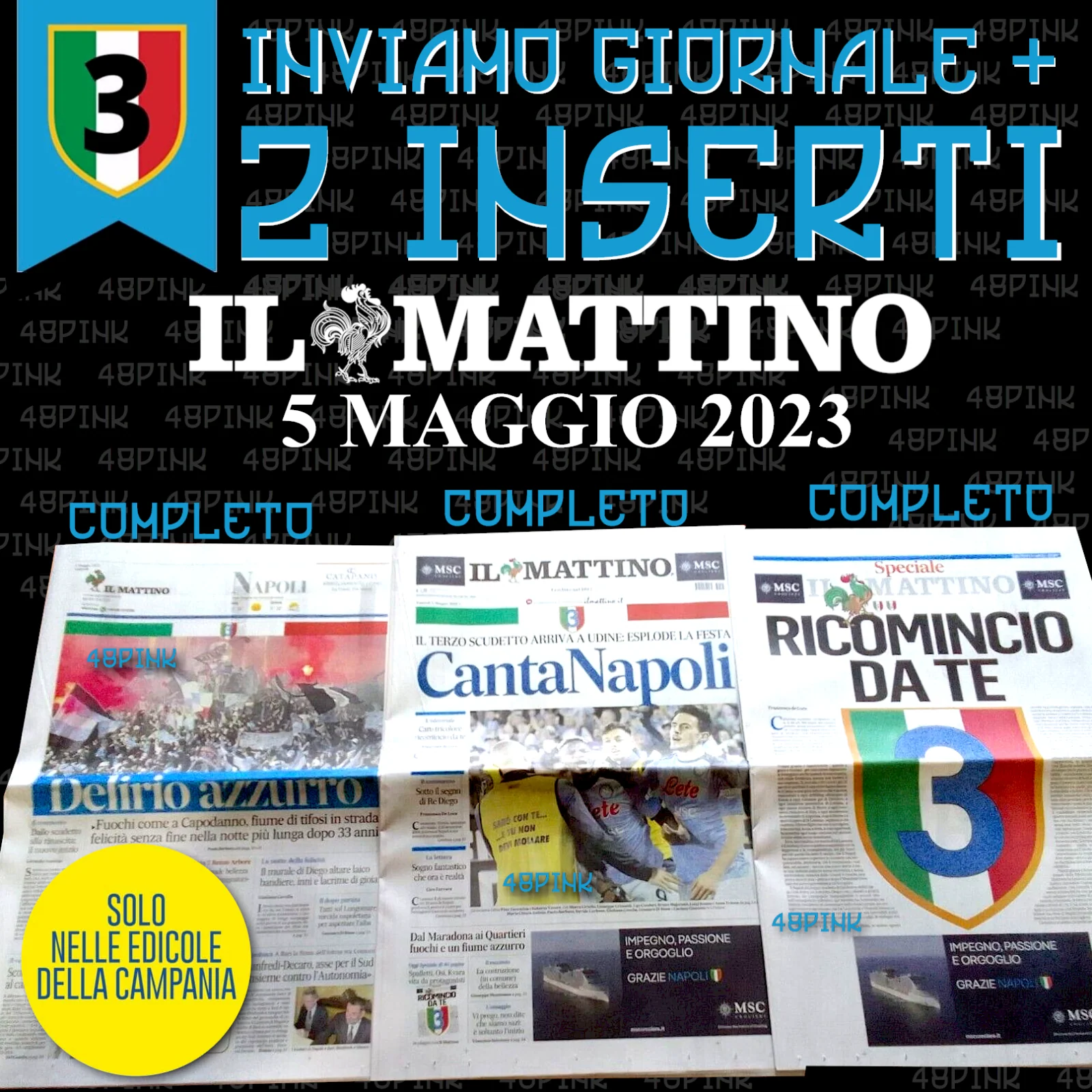 Giornali 5 Maggio 2023 NAPOLI Campione Corriere dello Sport Gazzetta 3 SCUDETTO - Image 3