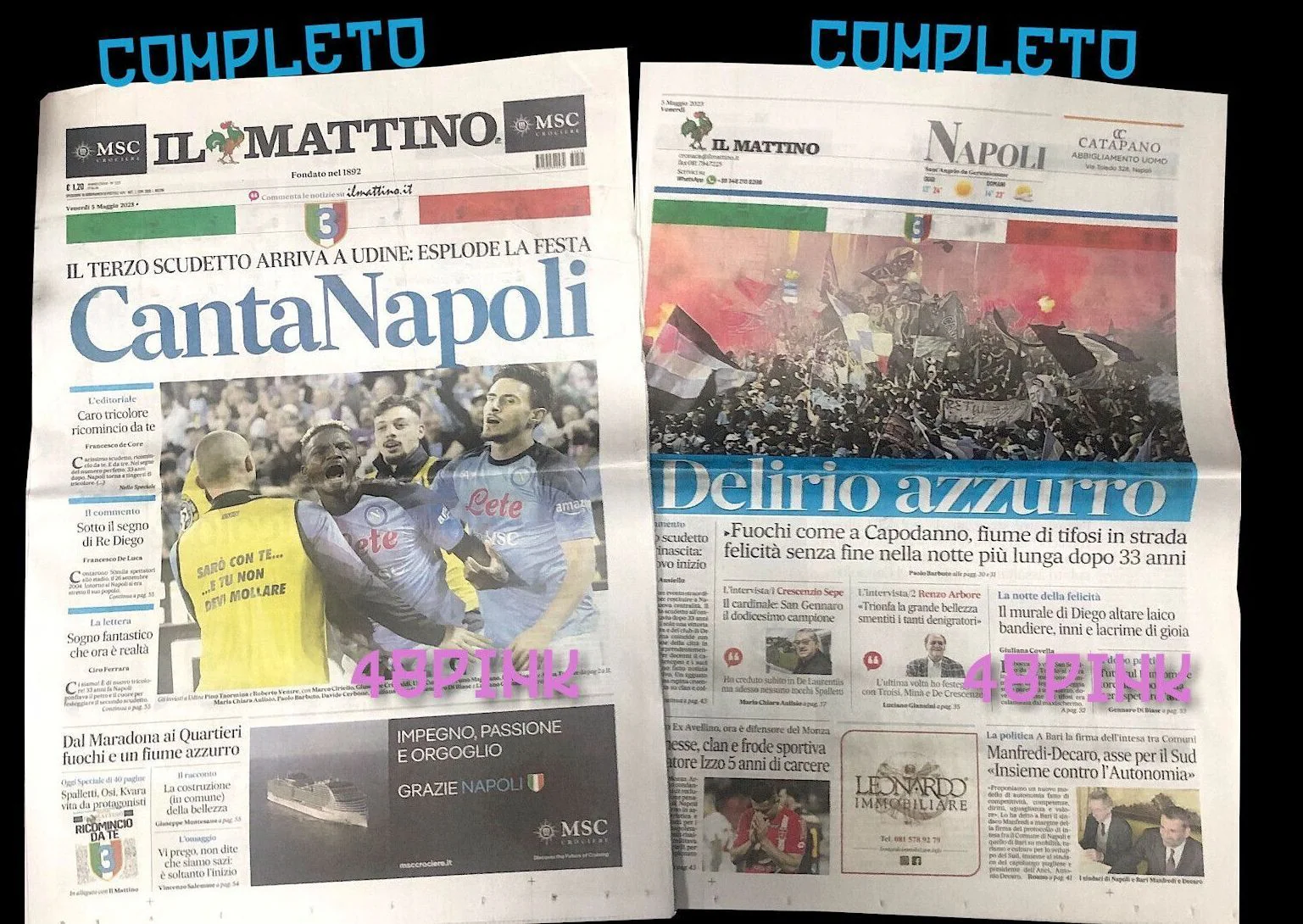 Giornali 5 Maggio 2023 NAPOLI Campione Corriere dello Sport Gazzetta 3 SCUDETTO - Image 4