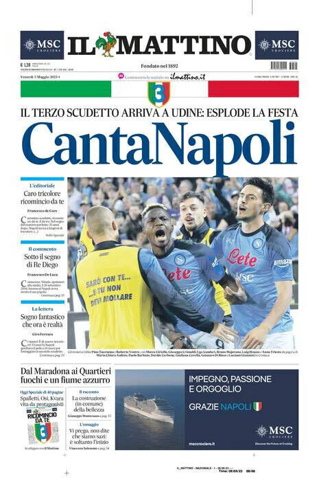 Giornali il Mattino NAPOLI Calcio SSC Campione d'Italia 3° Scudetto 2022-23 2023 - Image 5