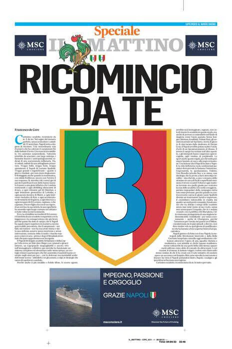 Giornali il Mattino NAPOLI Calcio SSC Campione d'Italia 3° Scudetto 2022-23 2023 - Image 8