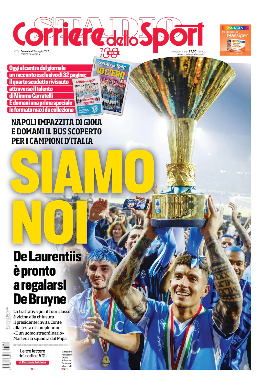 Giornali Quotidiani 4° Scudetto SSC Calcio NAPOLI - Campione d'Italia 2024-25 2025 - Image 10