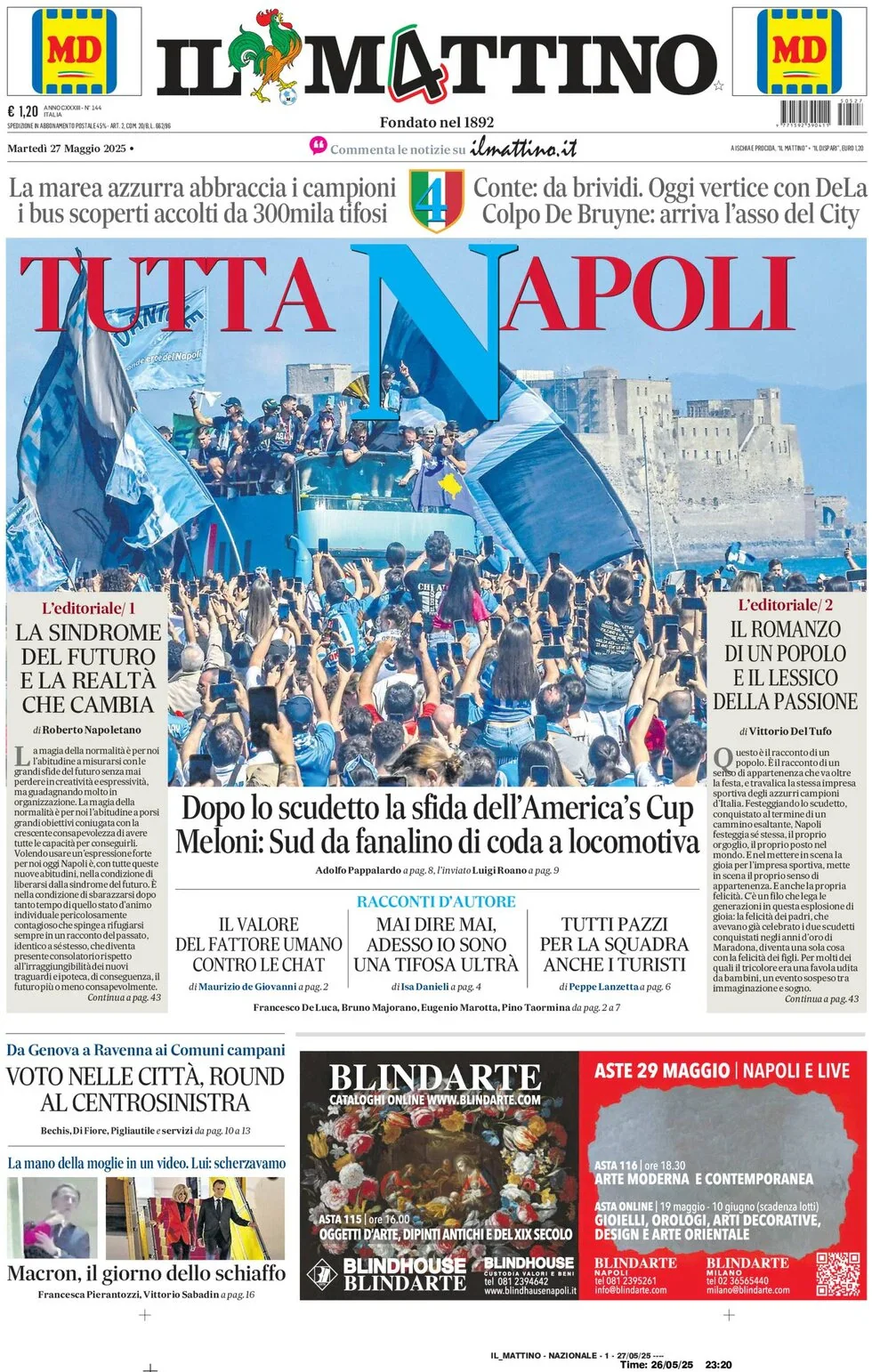 Giornali Quotidiani 4° Scudetto SSC Calcio NAPOLI - Campione d'Italia 2024-25 2025 - Image 12