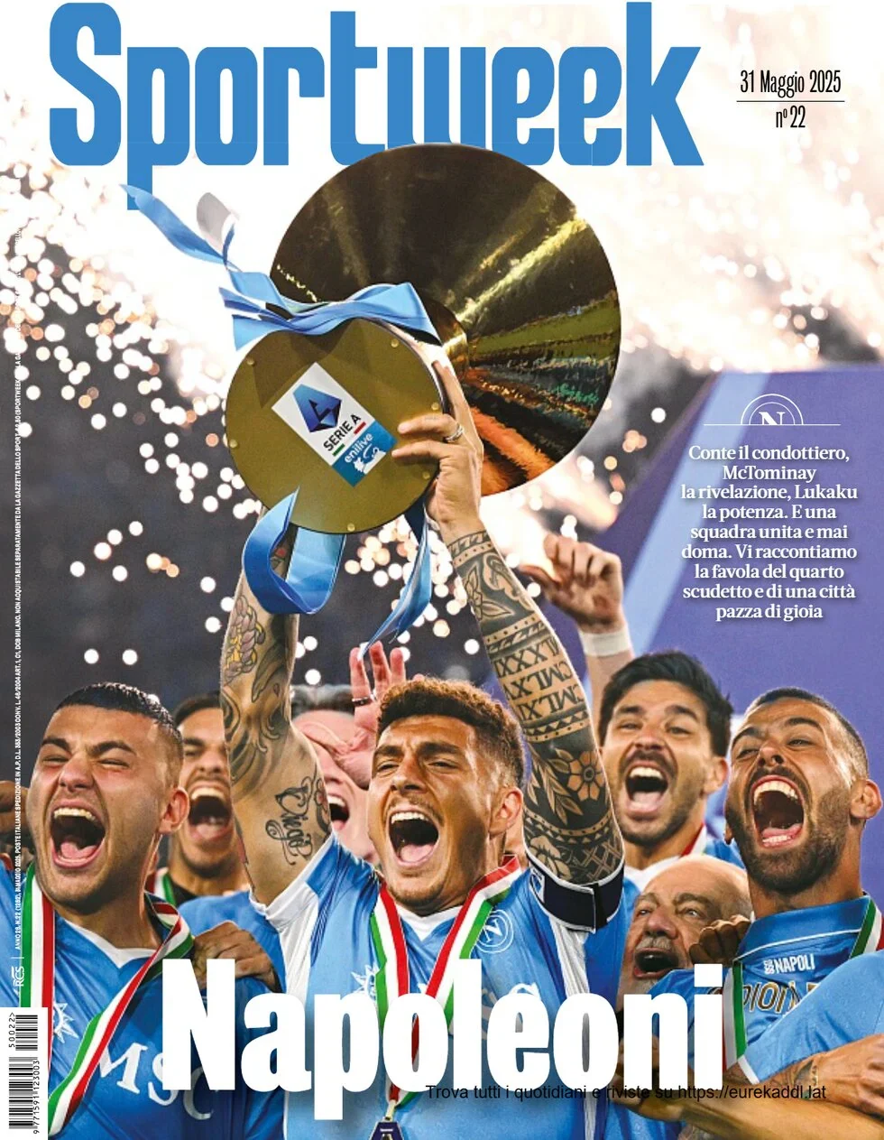 Giornali Quotidiani 4° Scudetto SSC Calcio NAPOLI - Campione d'Italia 2024-25 2025 - Image 18