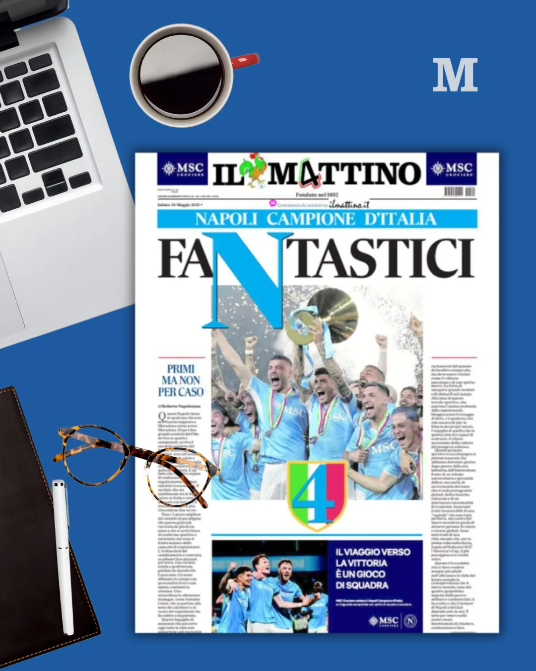 Giornali Quotidiani 4° Scudetto SSC Calcio NAPOLI - Campione d'Italia 2024-25 2025 - Image 5