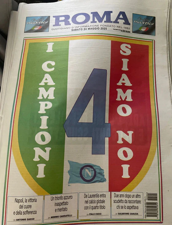Giornali Quotidiani 4° Scudetto SSC Calcio NAPOLI - Campione d'Italia 2024-25 2025 - Image 6