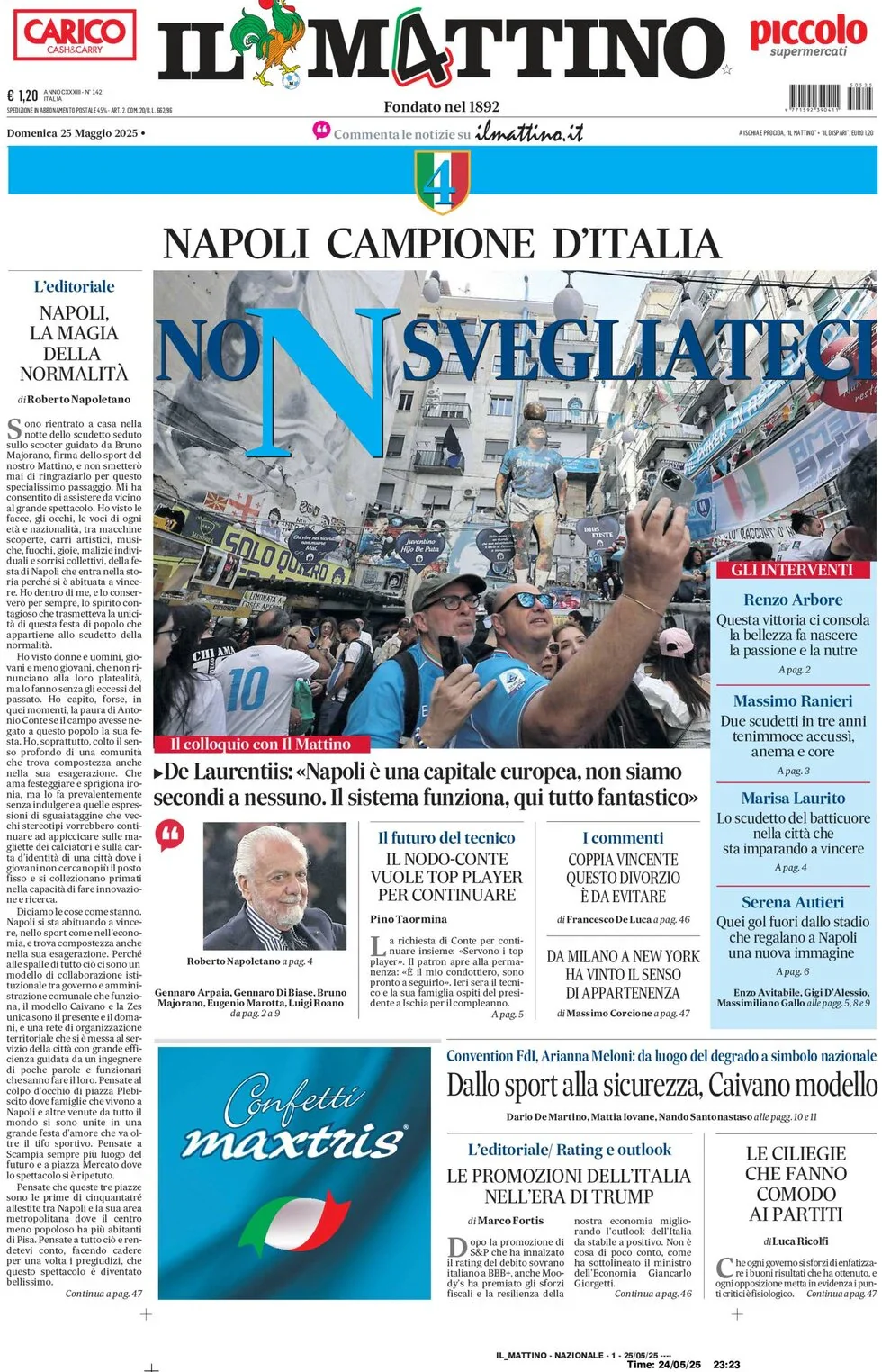 Giornali Quotidiani 4° Scudetto SSC Calcio NAPOLI - Campione d'Italia 2024-25 2025 - Image 7