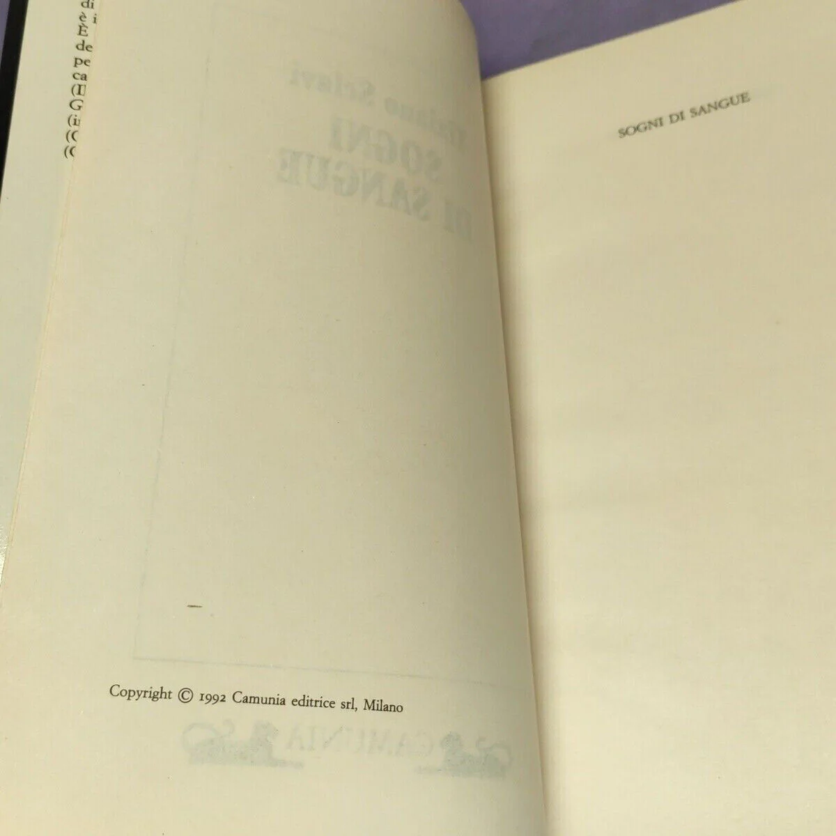 il Libro Tiziano Sclavi SOGNI DI SANGUE Dylan Dog Camunia Prima Edizione 1992 - Image 2