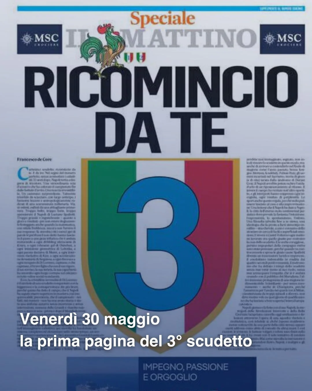 Il Mattino - Le sovracopertine dei primi tre scudetti del Napoli 1987 1990 2023 - Image 4