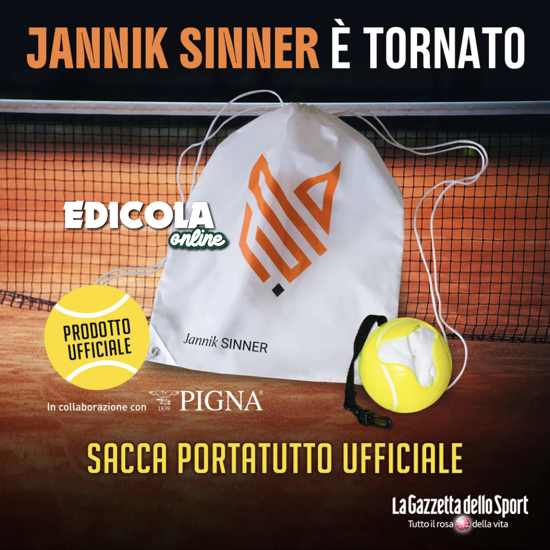 Libro e gadget Jannik SINNER Numero 1 Sacca Volpe Rossa ufficiale - Image 2