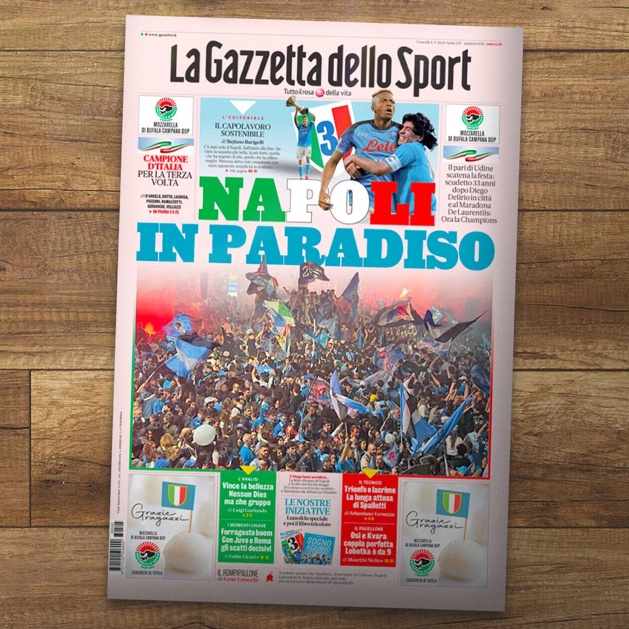 Gazzetta + Corriere dello Sport 5 Maggio 2023 3 Scudetto Calcio Napoli Campione - Image 3