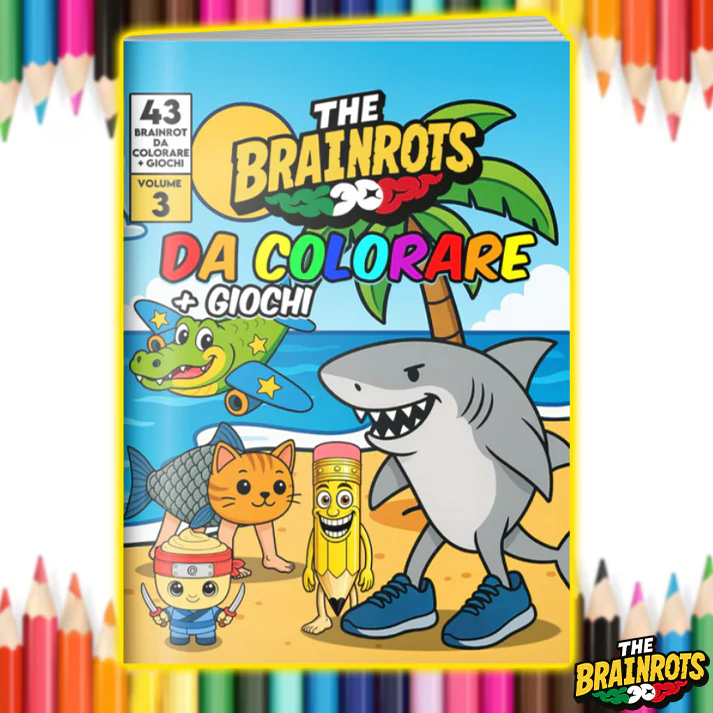 Libro da Colorare per Bambini + Giochi "THE BRAINROTS" – Volume 3 (Formato MAXI)