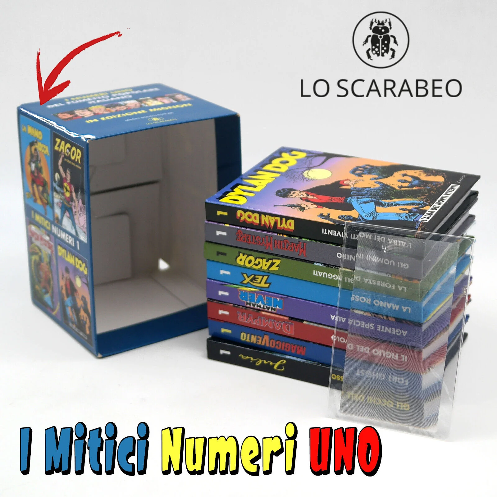 Lotto 8 Fumetti Mignon Lo Scarabeo numeri n. 1 DYLAN DOG NATHAN NEVER ZAGOR TEX