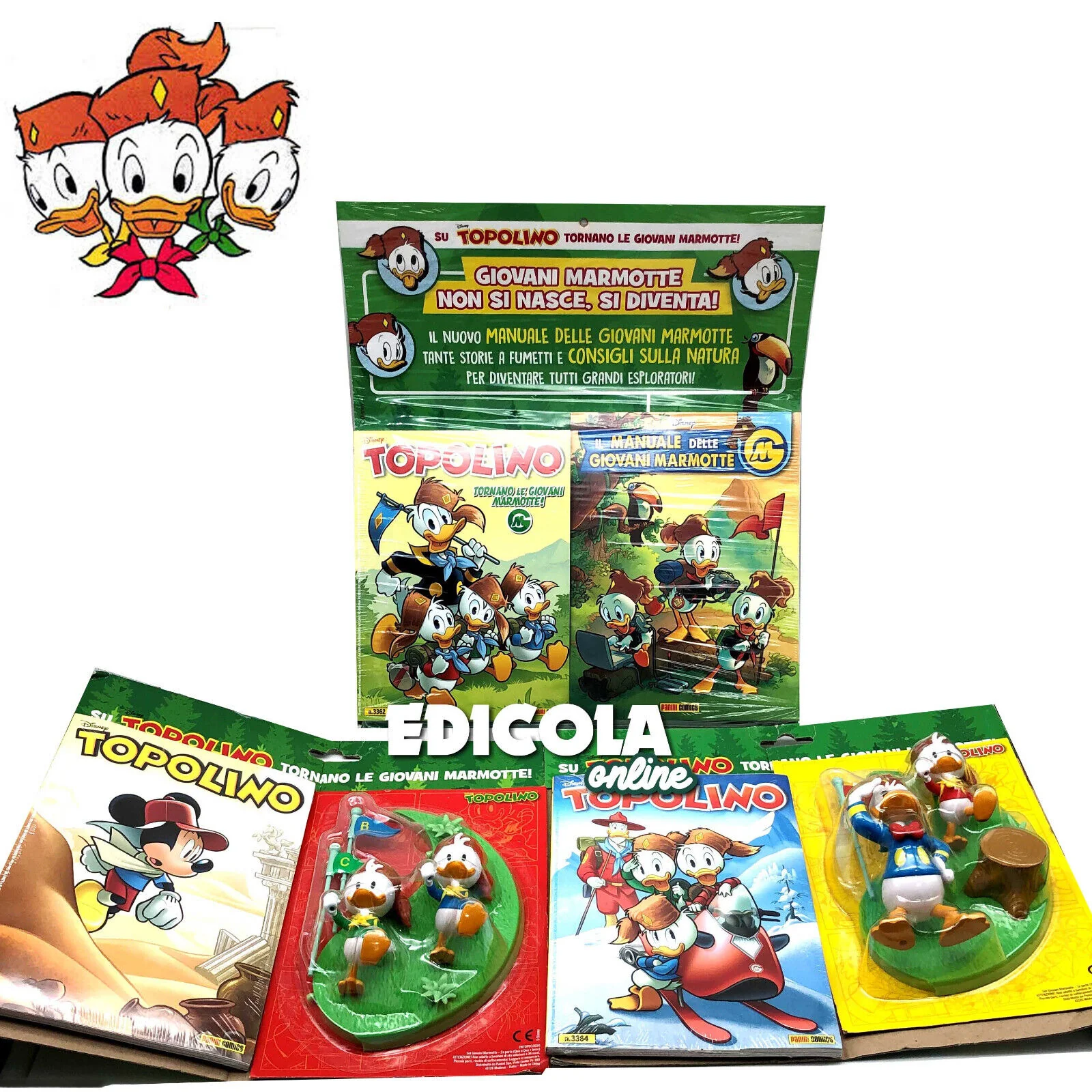 Manuale delle Giovani Marmotte +3 Fumetti TOPOLINO e Statua Paperino Quo Quo Qua - Image 2