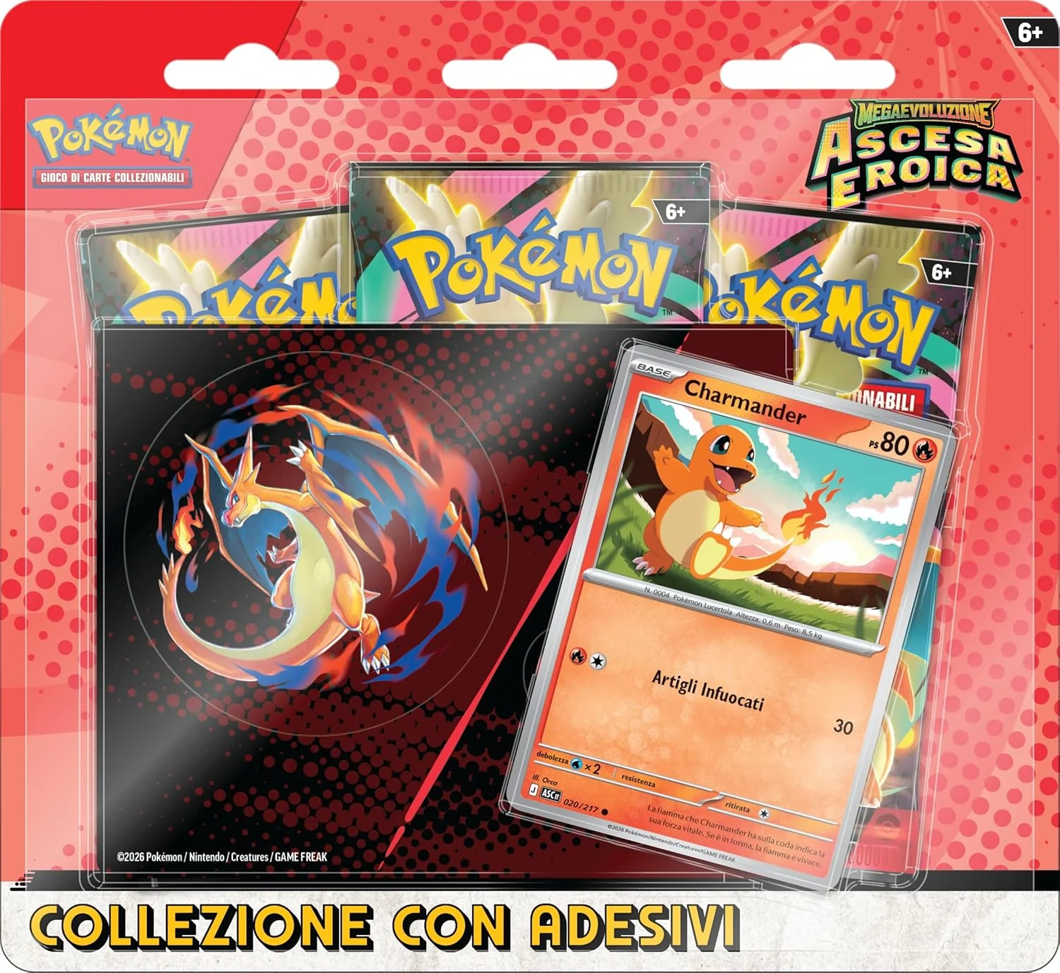 Pokémon: collezione con adesivi (Charmander) dell’espansione Scarlatto e Violetto - Ascesa Eroica del GCC Pokémon
