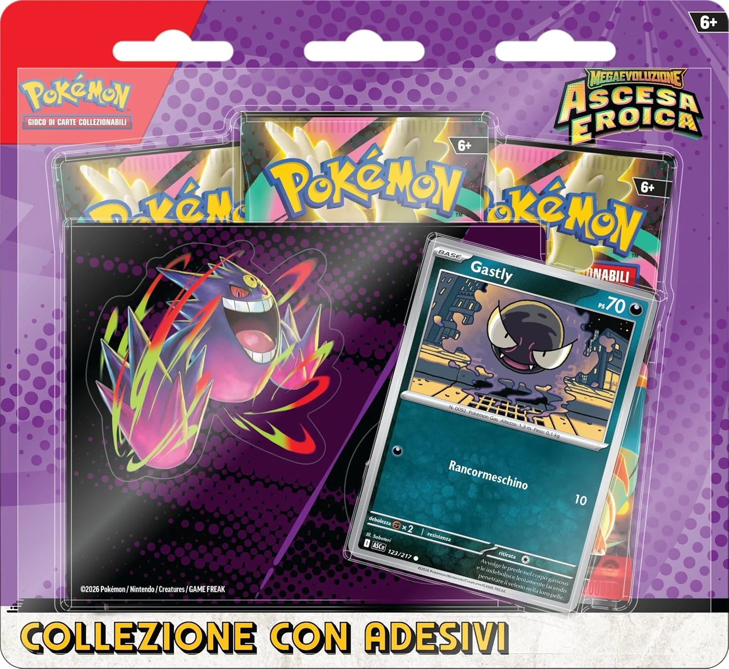 Pokémon: collezione con adesivi (Gastly) dell’espansione Scarlatto e Violetto - Ascesa Eroica del GCC Pokémon