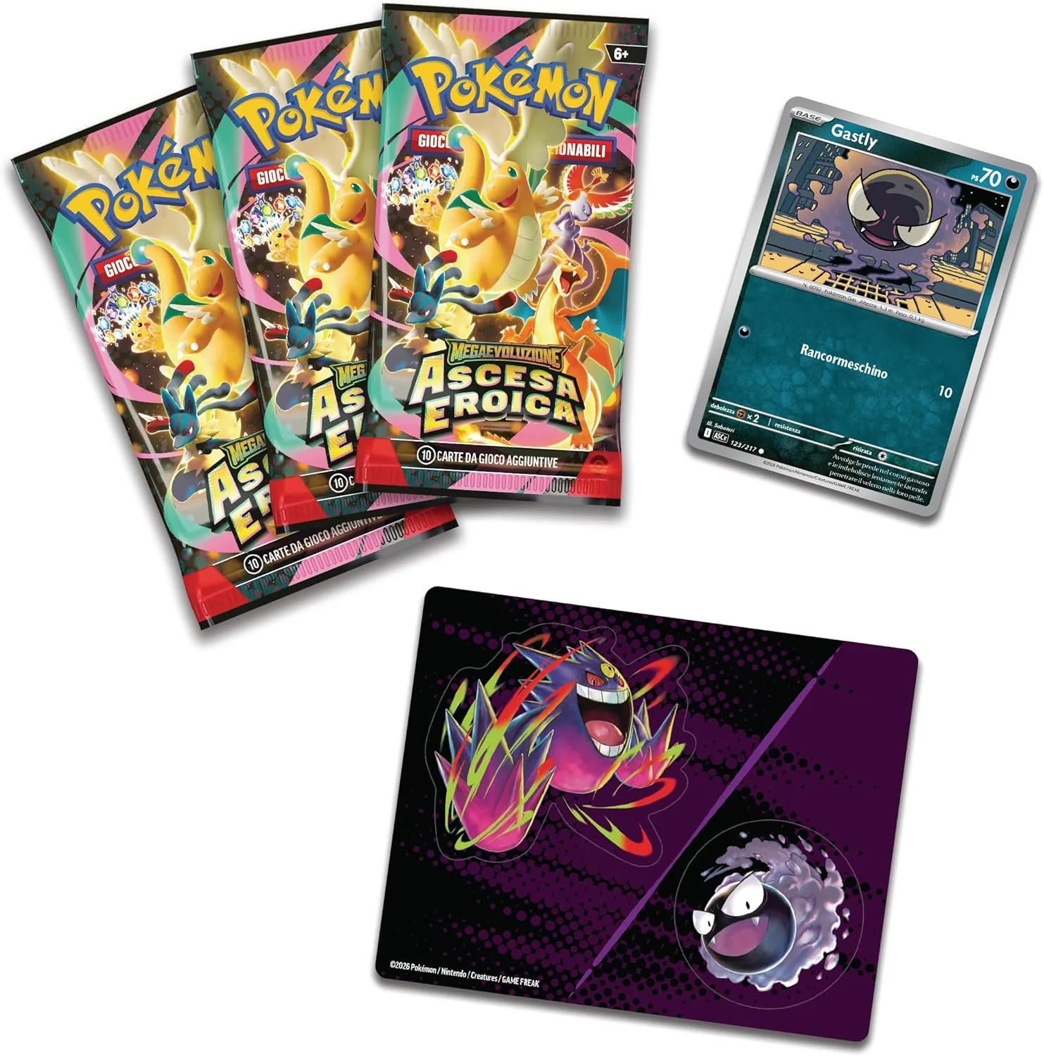 Pokémon: collezione con adesivi (Gastly) dell’espansione Scarlatto e Violetto - Ascesa Eroica del GCC Pokémon - Image 2
