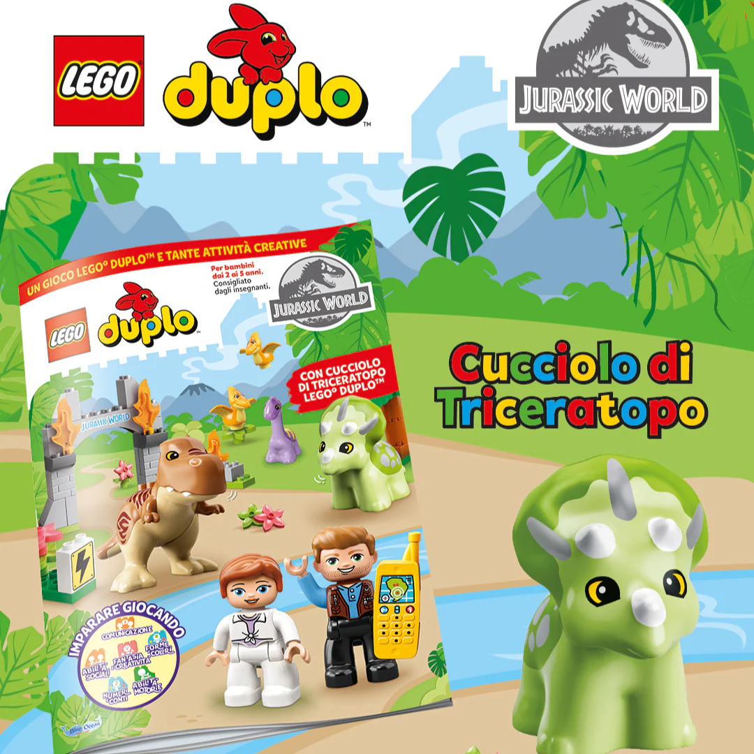 Rivista LEGO DUPLO Edizione Speciale JURASSIC WORLD - cucciolo di Triceratopo